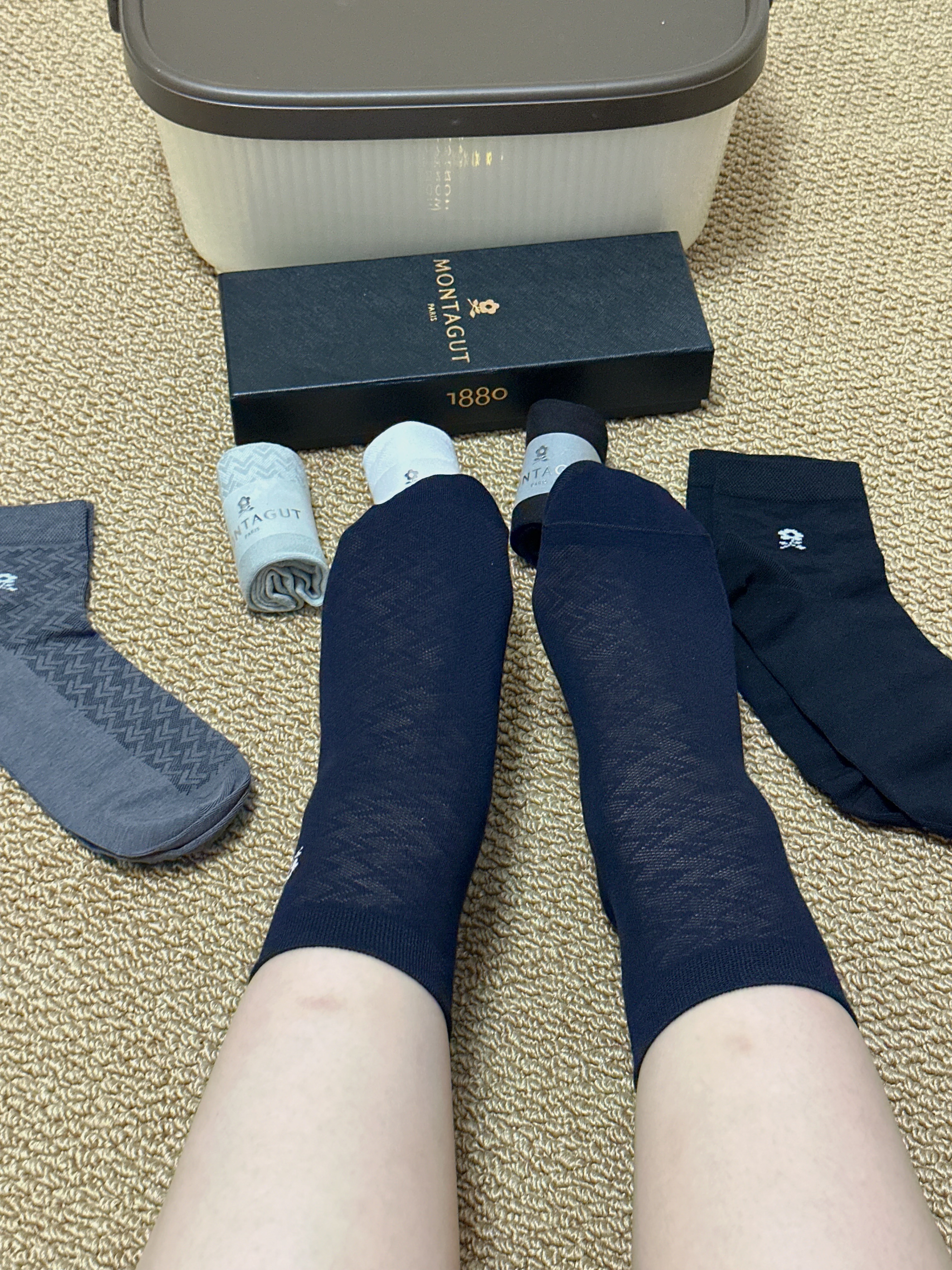 梦特娇袜子男夏季100%纯棉网眼透气超薄款中筒袜10A抗菌防臭休闲商务袜 实拍图