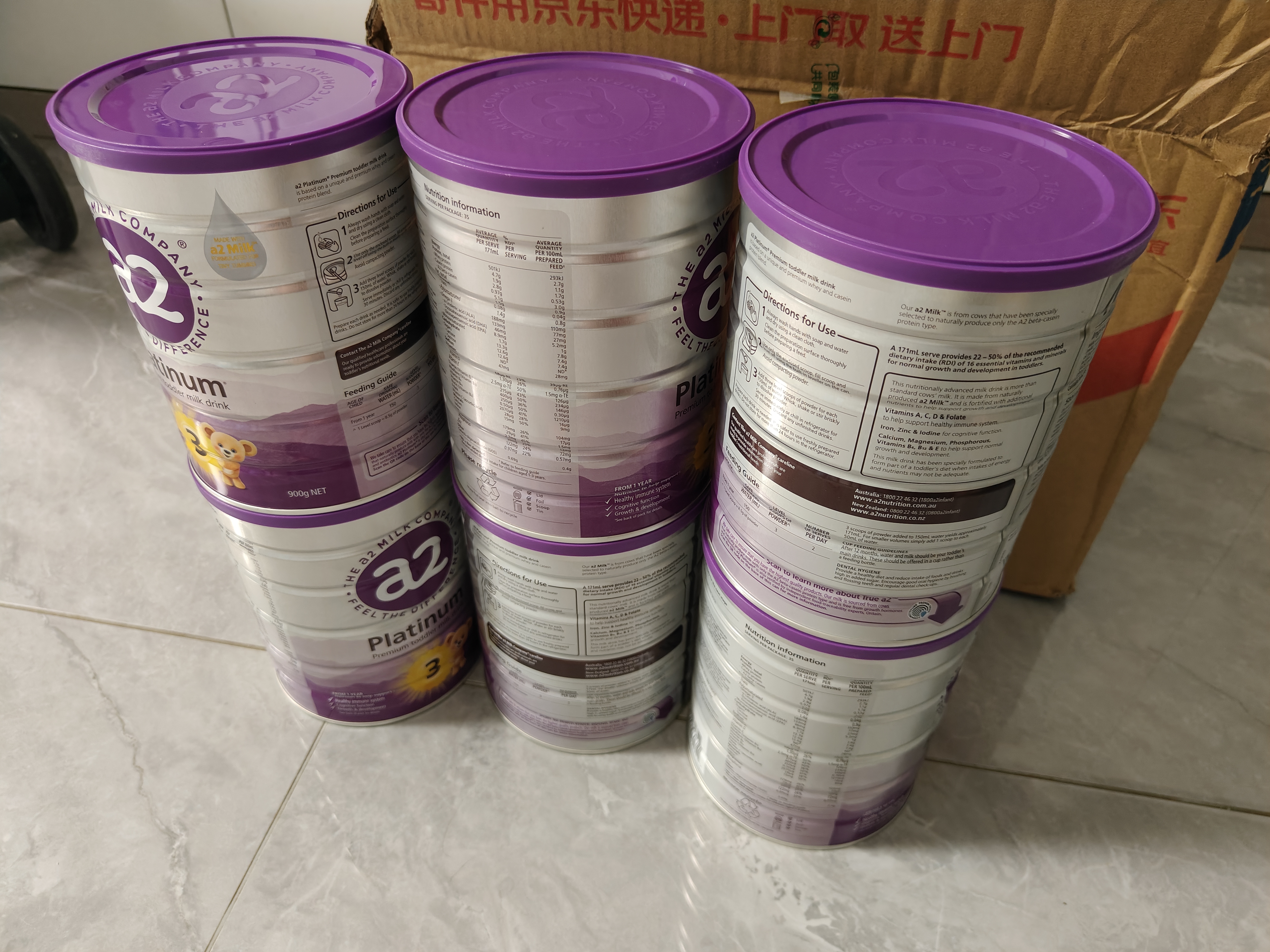 a2奶粉 澳洲紫白金版 婴幼儿配方牛奶粉 天然A2蛋白质 3段原装进口 【3段6罐】900g罐适用12-48个月 实拍图