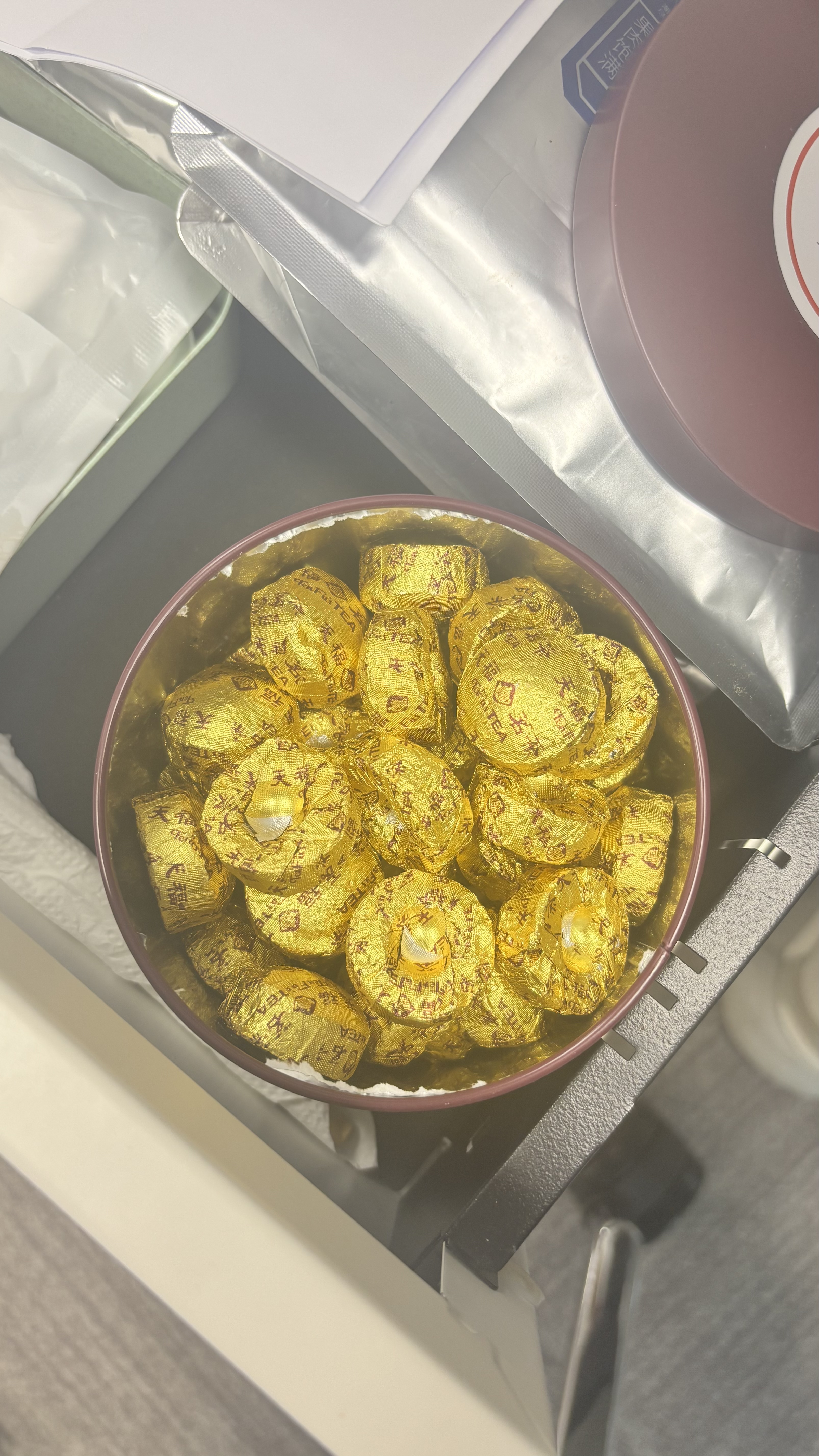 天福茗茶普洱茶  糯米香普洱熟茶小沱茶浓香型250g罐装茶叶口粮茶 实拍图