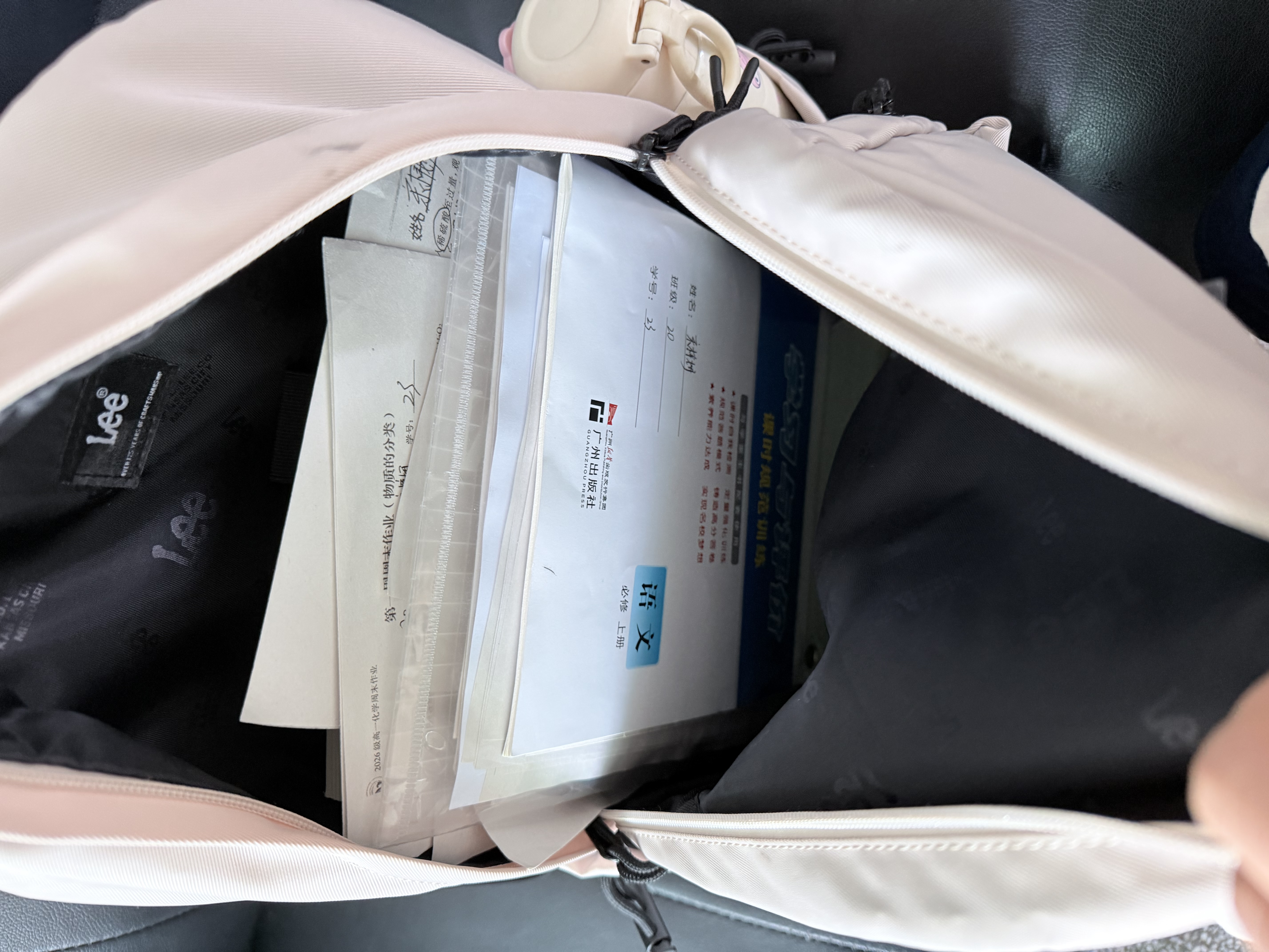 Lee双肩包男潮牌大容量电脑包初高中旅游背包大学生书包女 卡其色 实拍图