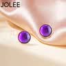 JOLEE【一物一证】耳钉S925银天然紫水晶彩色宝石轻奢饰品送女士礼物 实拍图