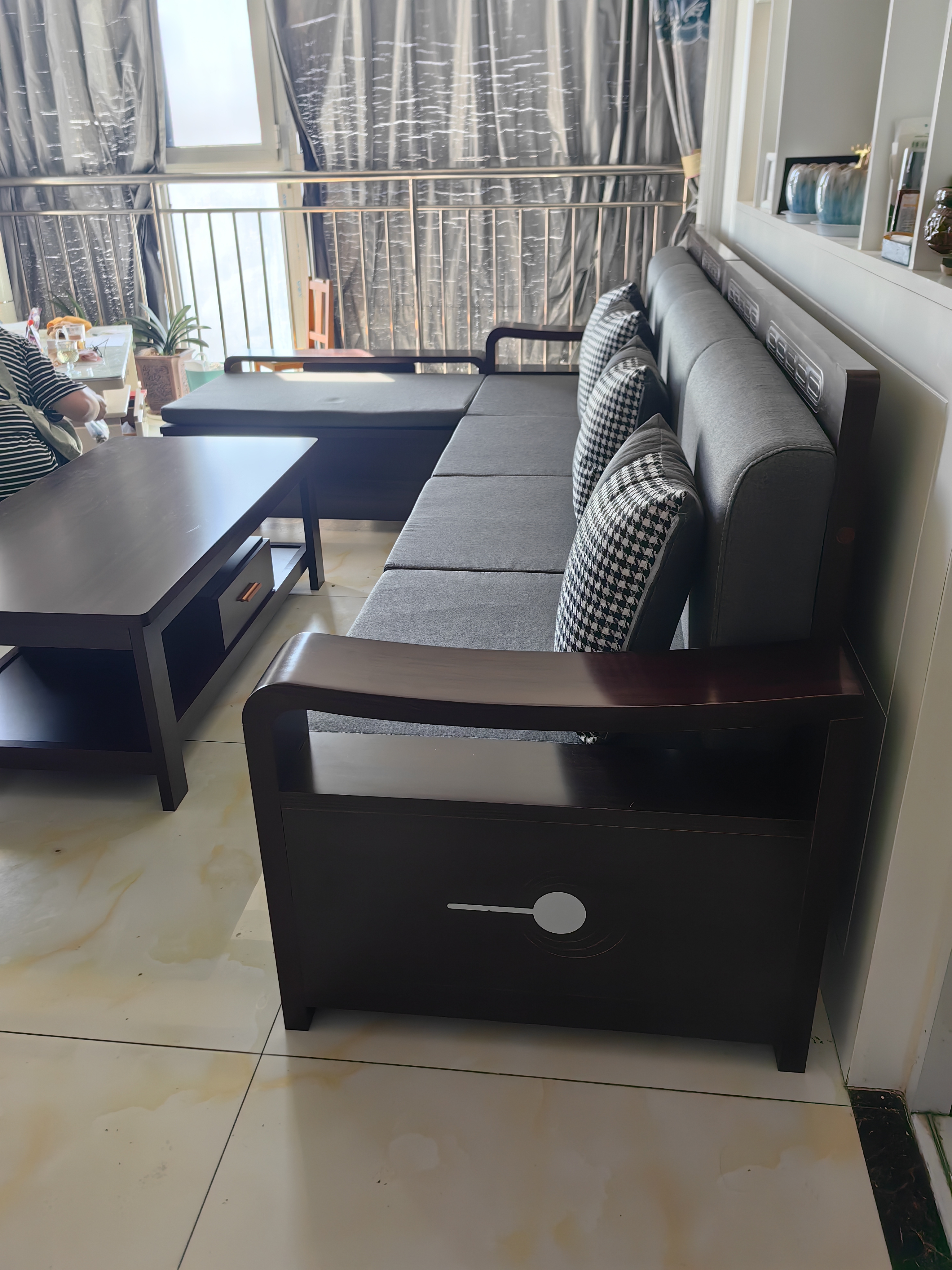 墨宸沙发 紫金檀木实木沙发新中式客厅大小户型冬夏两用转角储物家具 四人位+贵妃+长茶几+电视柜 实拍图