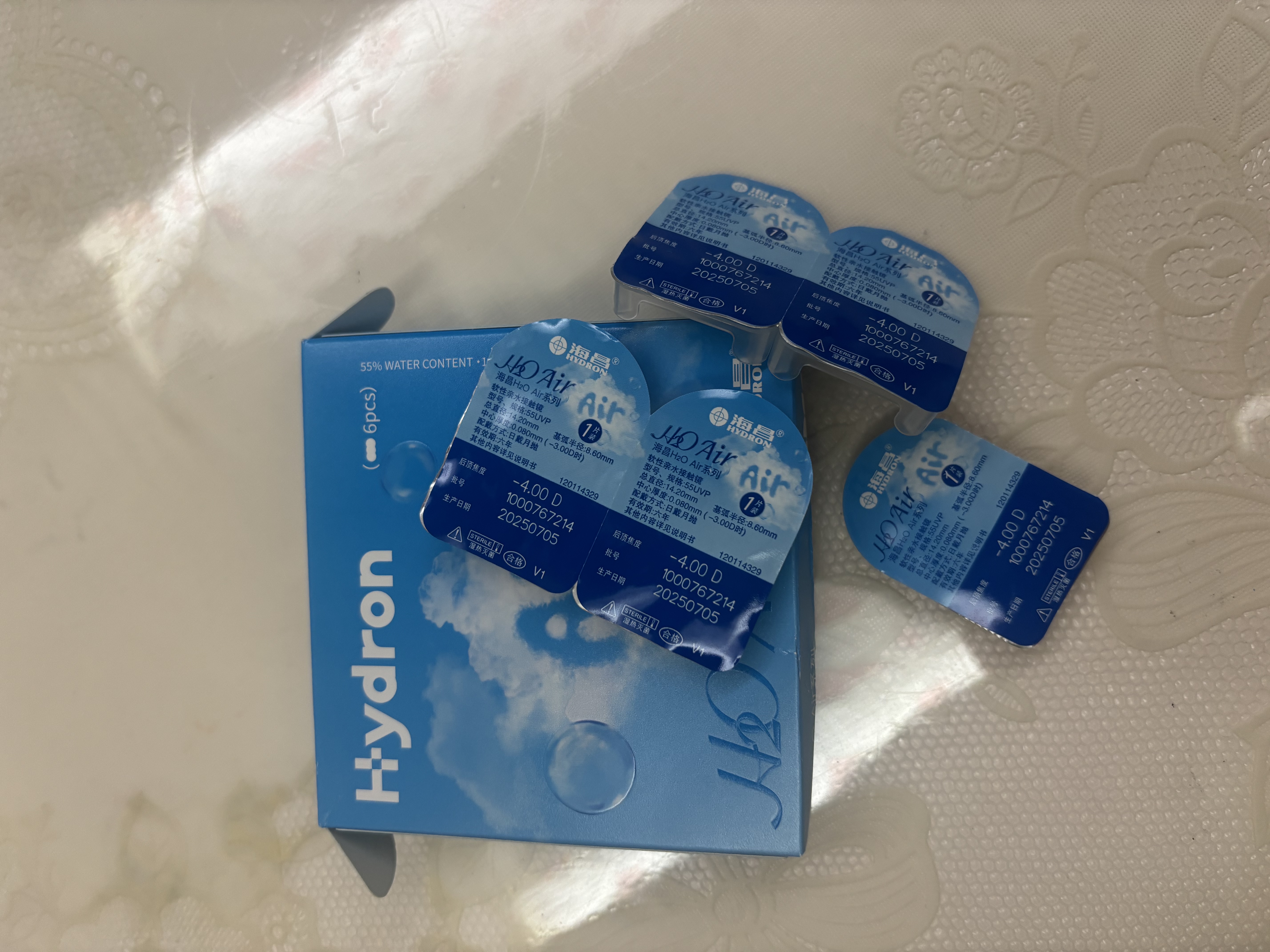 海昌开学隐形H2O Air月抛隐形眼镜6片装 透明隐形高效透氧 400度 实拍图