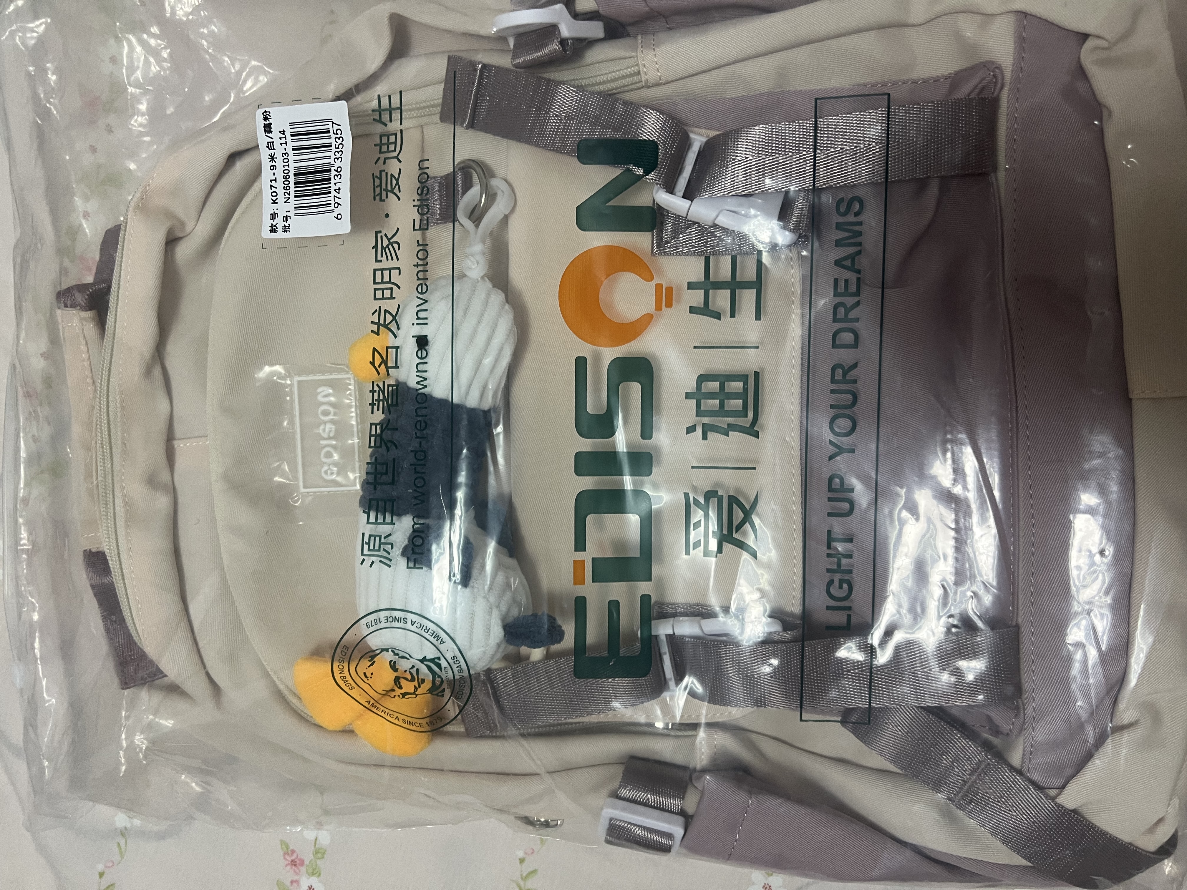 爱迪生发明家初高中生书包轻便减负护脊学生背包女孩大容量双肩包 k071-9 实拍图