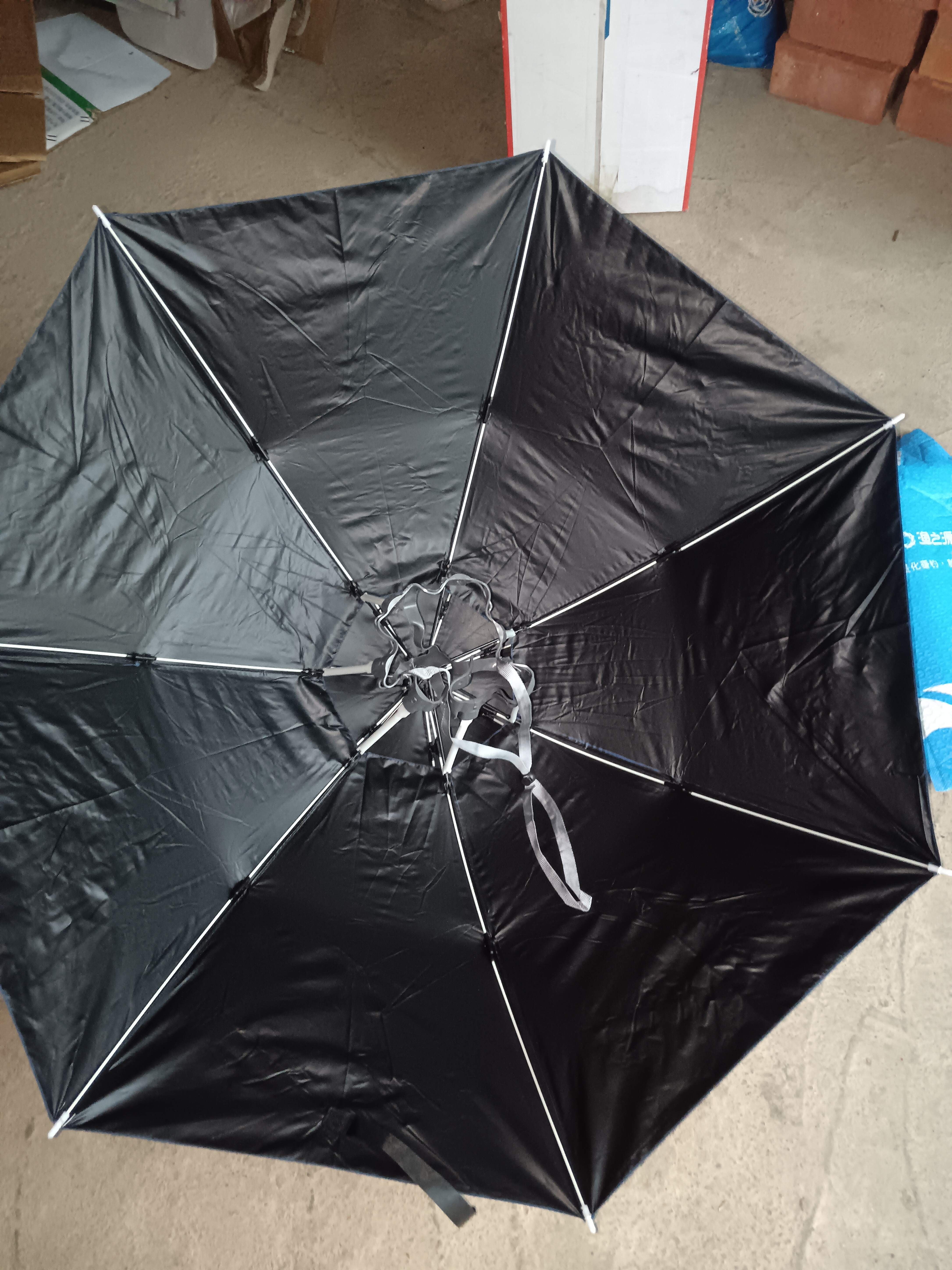 渔之源钓鱼伞帽头戴式雨伞帽防晒斗笠折叠头顶伞遮阳防雨帽伞渔具用品 【双层黑胶 橡胶圈】大号 挪威蓝 实拍图