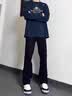 举风怪兽实验室柳叶弯刀牛仔裤男款胖子大码腿粗屁股大直筒微喇叭裤子 黑色 【高品质】 4XL 建议180-200斤收藏加购优先 实拍图