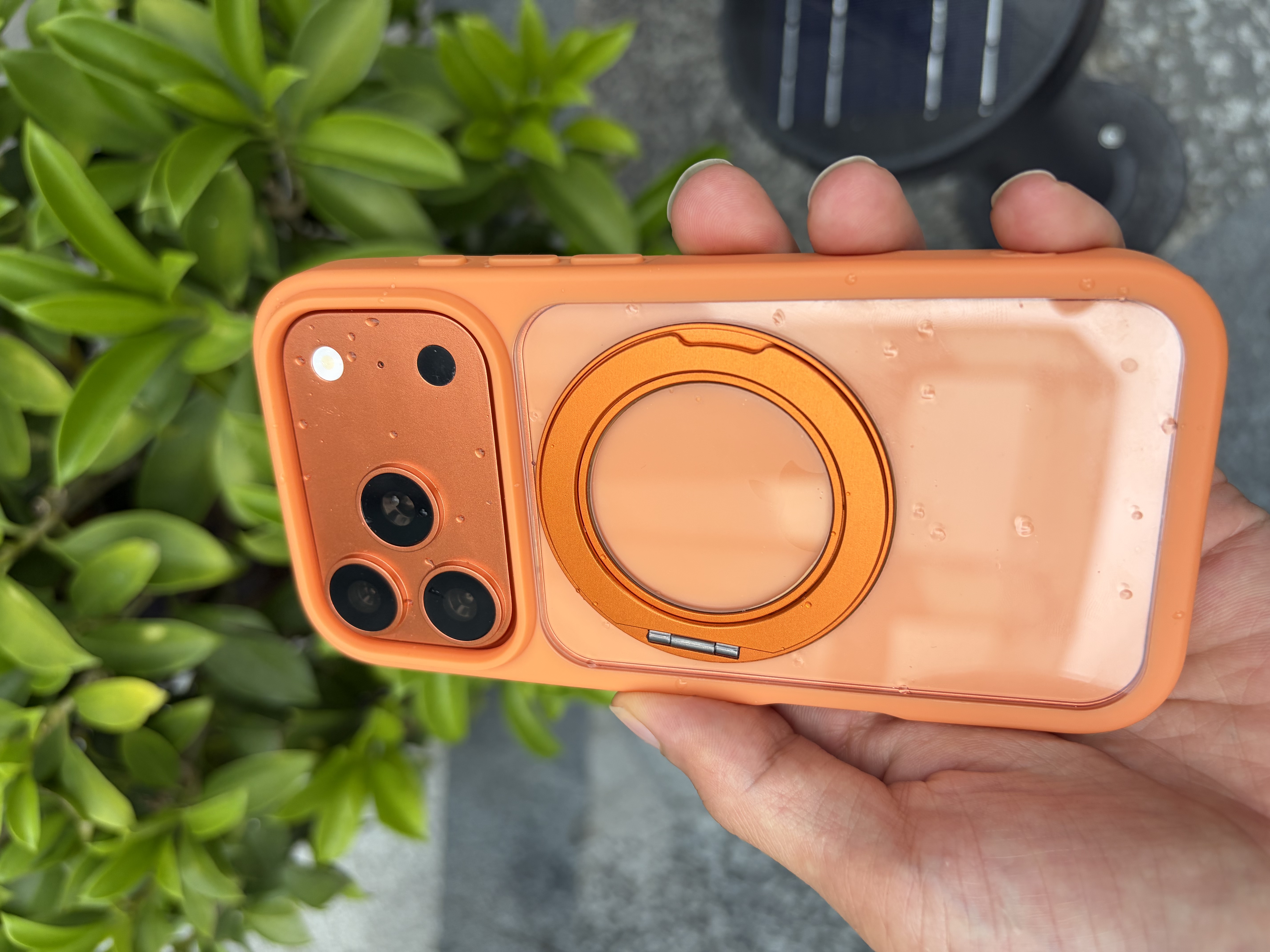 飞利浦（PHILIPS）适用苹果iPhone17 promax手机壳支架保护套按键全包6米防摔气囊16pro肤感散热15玻璃磁吸360旋转壳 【暖阳鎏金】赤炎橙丨6米防摔 iPhone 17 Pro  实拍图