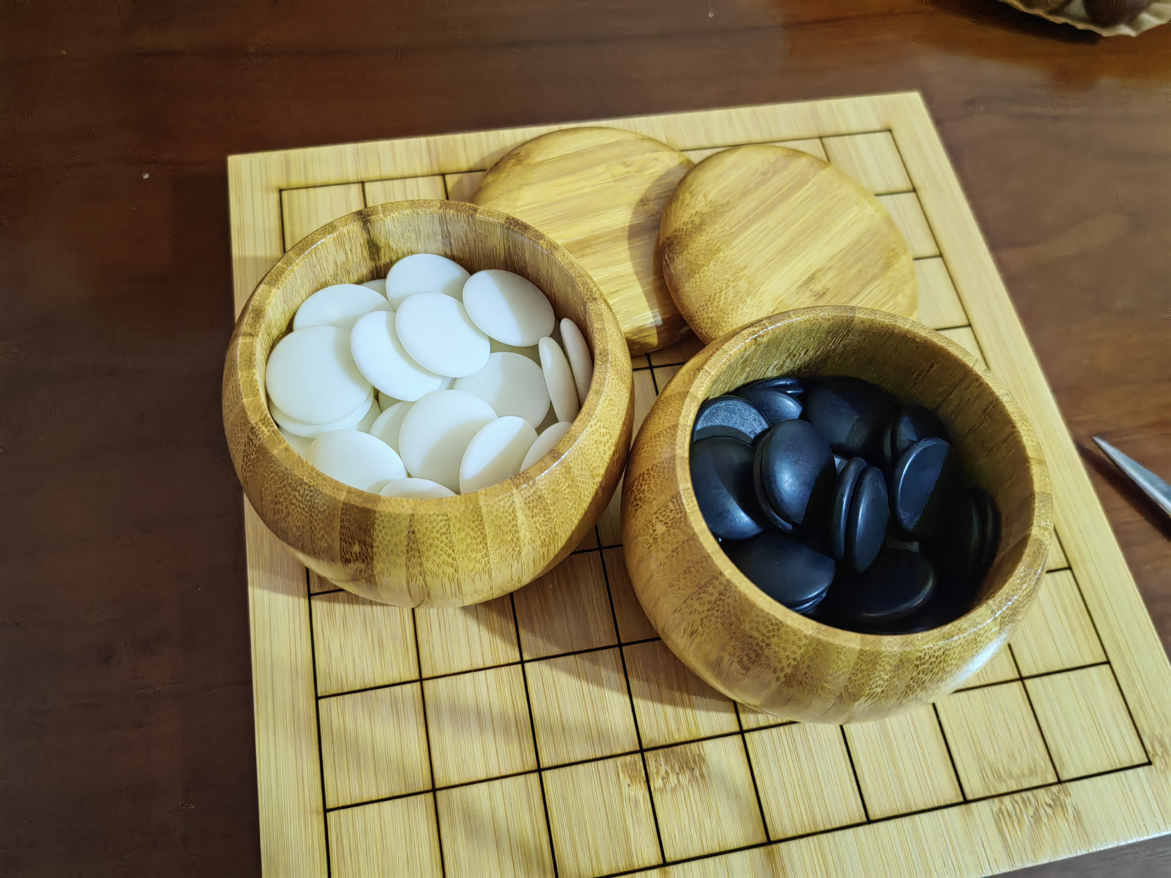 智涂儿童围棋套装 9路小楠竹棋盘小号竹罐 初学者培训围棋智涂 5/9路竹盘+小竹罐+仿玉 实拍图
