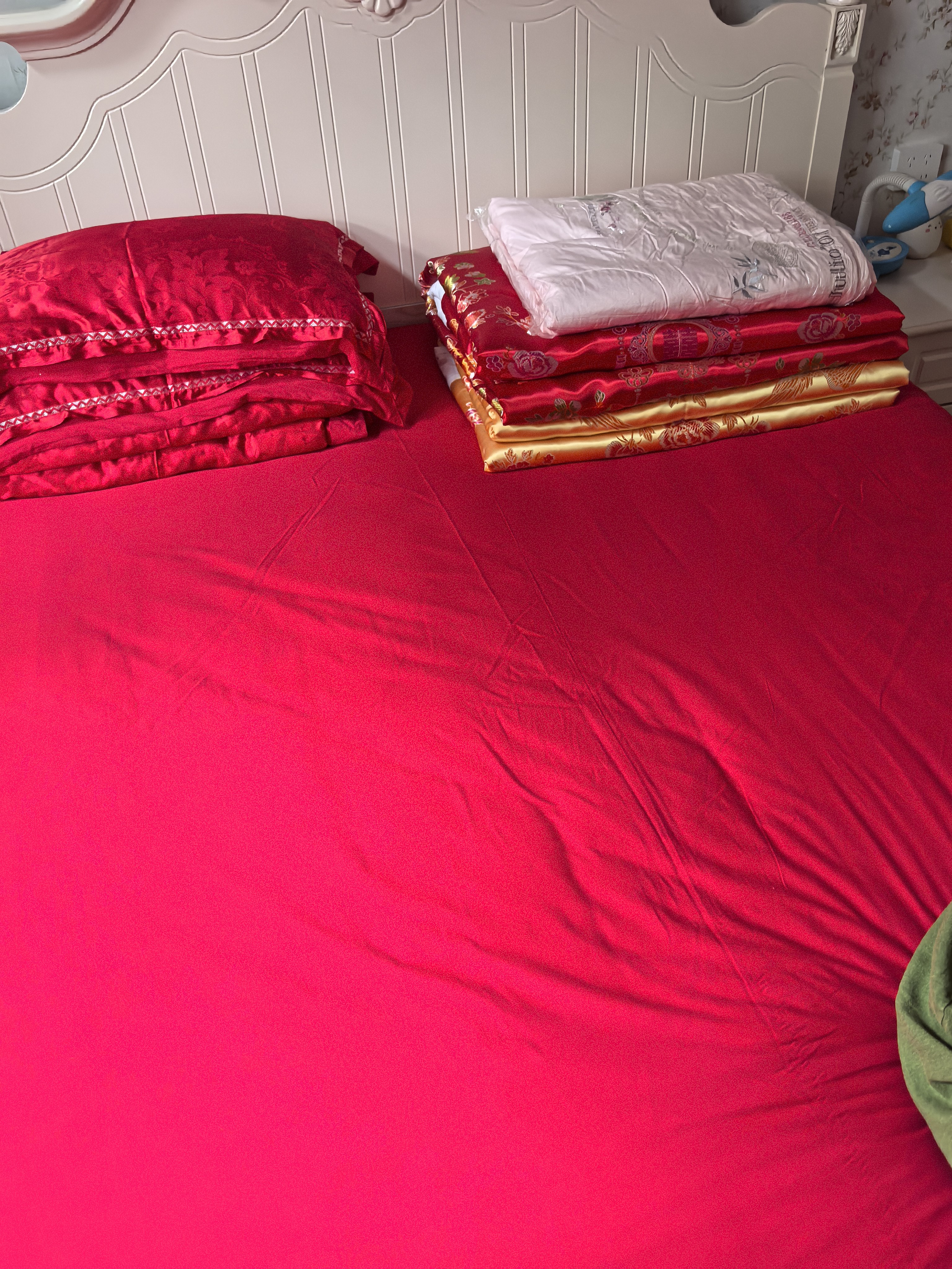 水星家纺结婚床上四件套全棉100%红色婚庆床单被套新婚礼物龙凤刺绣1.8m床 实拍图