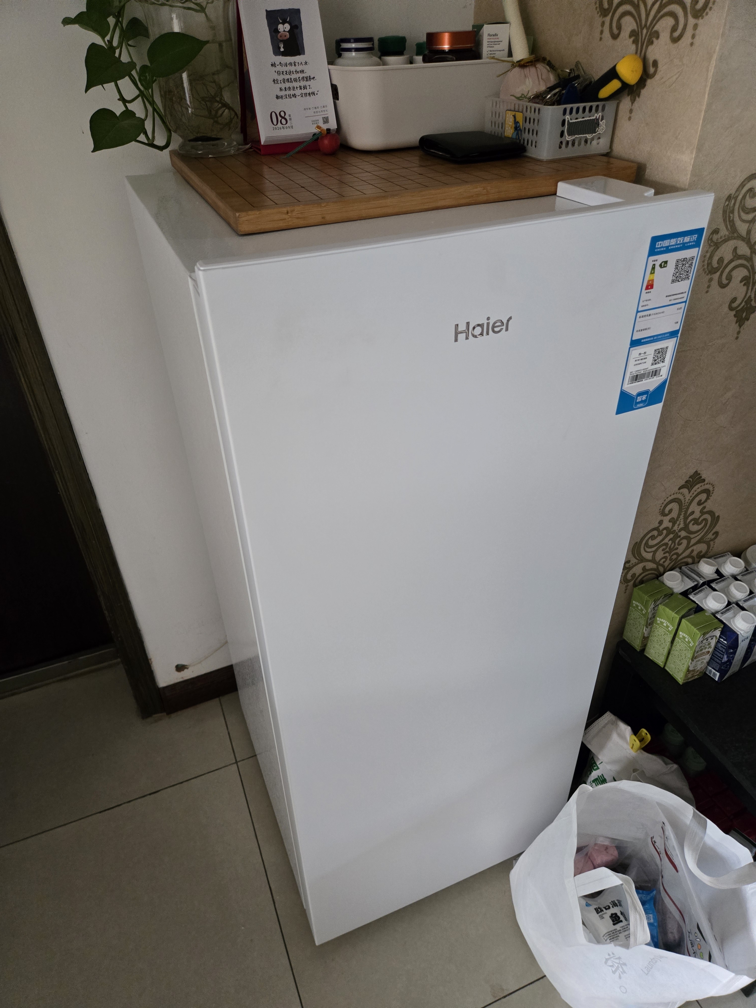 海尔（Haier）山茶花138L立式冰柜小型家用小冰箱冷柜真风冷无霜冷冻冷藏转换一级一键速冻大容量BD-138WGH90WF 实拍图