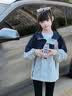 G.duck小黄鸭童装女童外套春秋新款洋气儿童衣服女孩休闲上衣中大童风衣 灰蓝兔子 130 建议7~8岁【120-130】cm 实拍图