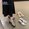 逸兰朵仙女风粗跟套趾凉鞋女外穿2026新款配裙子百搭沙滩度假夹趾凉拖夏 银色【优质优选版】 37 (235mm) 实拍图