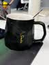 几物森林 陶瓷马克杯带盖大容量咖啡杯情侣杯牛奶杯早餐水杯男女茶杯黑色 实拍图
