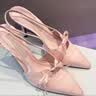 CHARLES&KEITH缎面蝴蝶结尖头高跟凉鞋女生日礼物送女友CK1-60361556 Light Pink浅粉色 36 实拍图