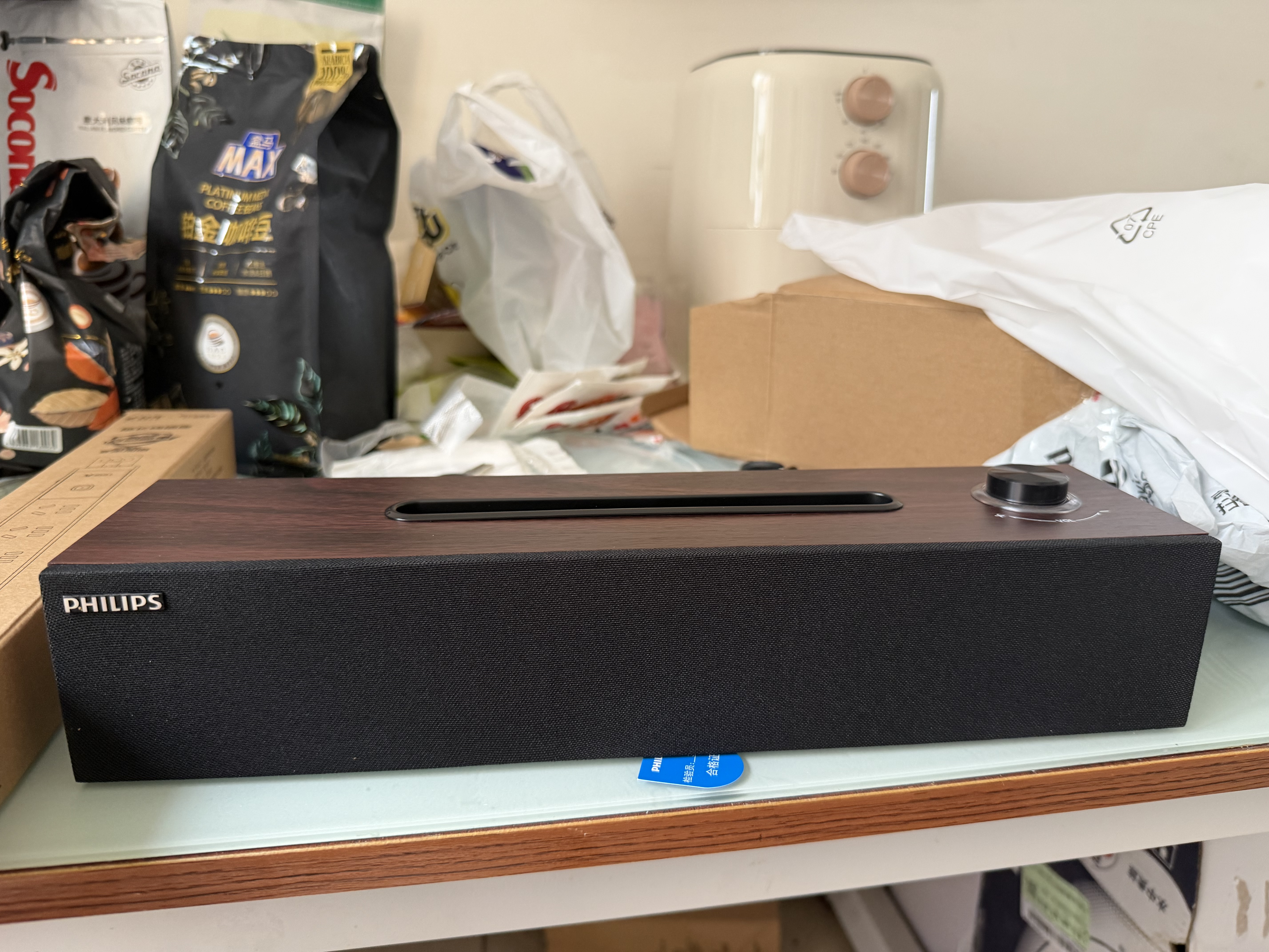 飞利浦（PHILIPS）蓝牙音箱电脑音响木质时钟家用桌面低音炮多媒体台式笔记本有线长条手机支架游戏音响礼物SPA3809 实拍图