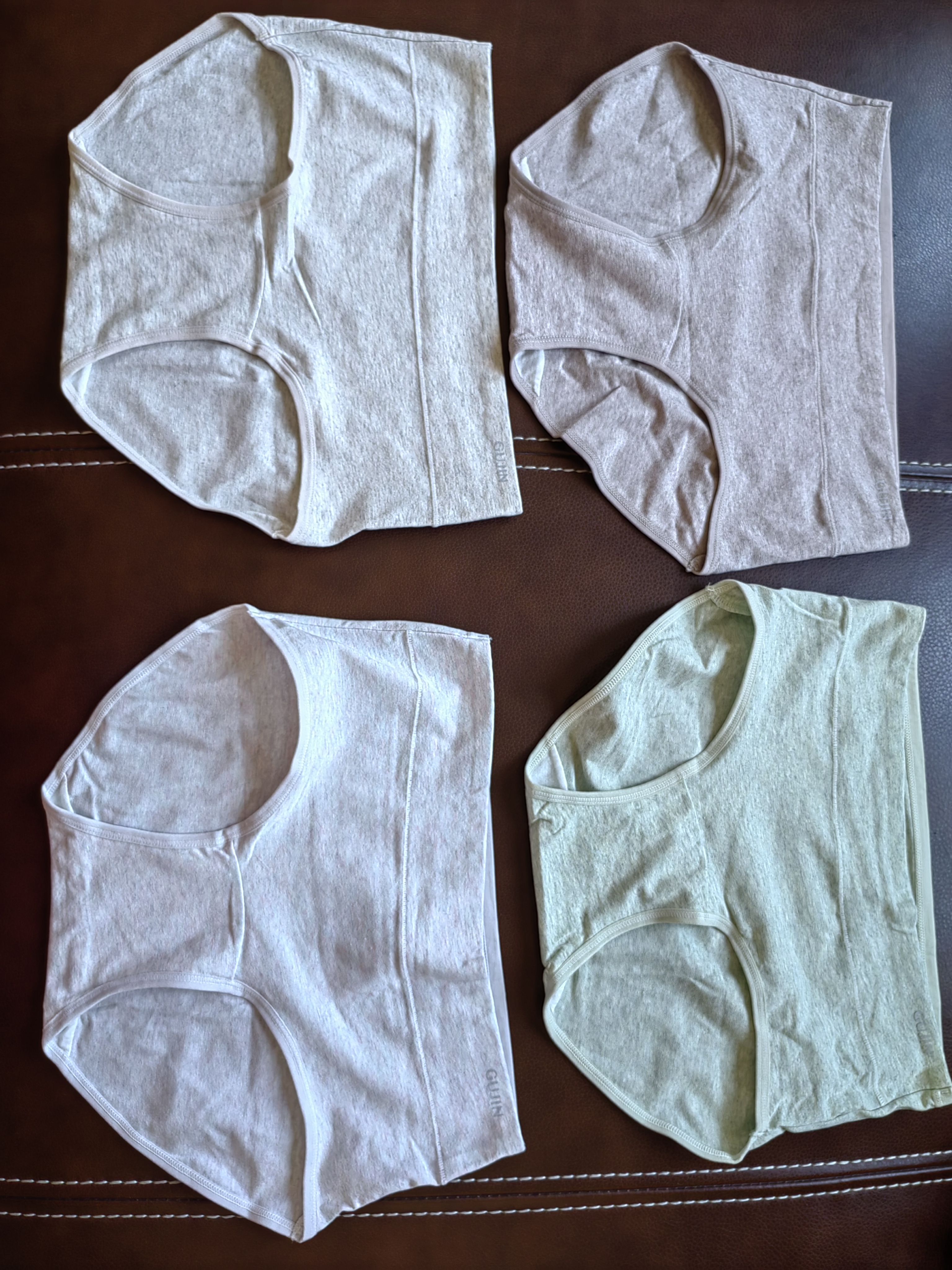 古今（GUJIN）4条装女士内裤女【10A医用级原棉】彩棉加长裆中高腰收腹三角裤hy 实拍图