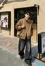 OEMG美式飞行冲锋夹克外套男士秋冬季款正肩解构立领户外加厚保暖上衣 棕色 【挺括防风 秋季百搭外套】 XL [建议130-150斤] 实拍图