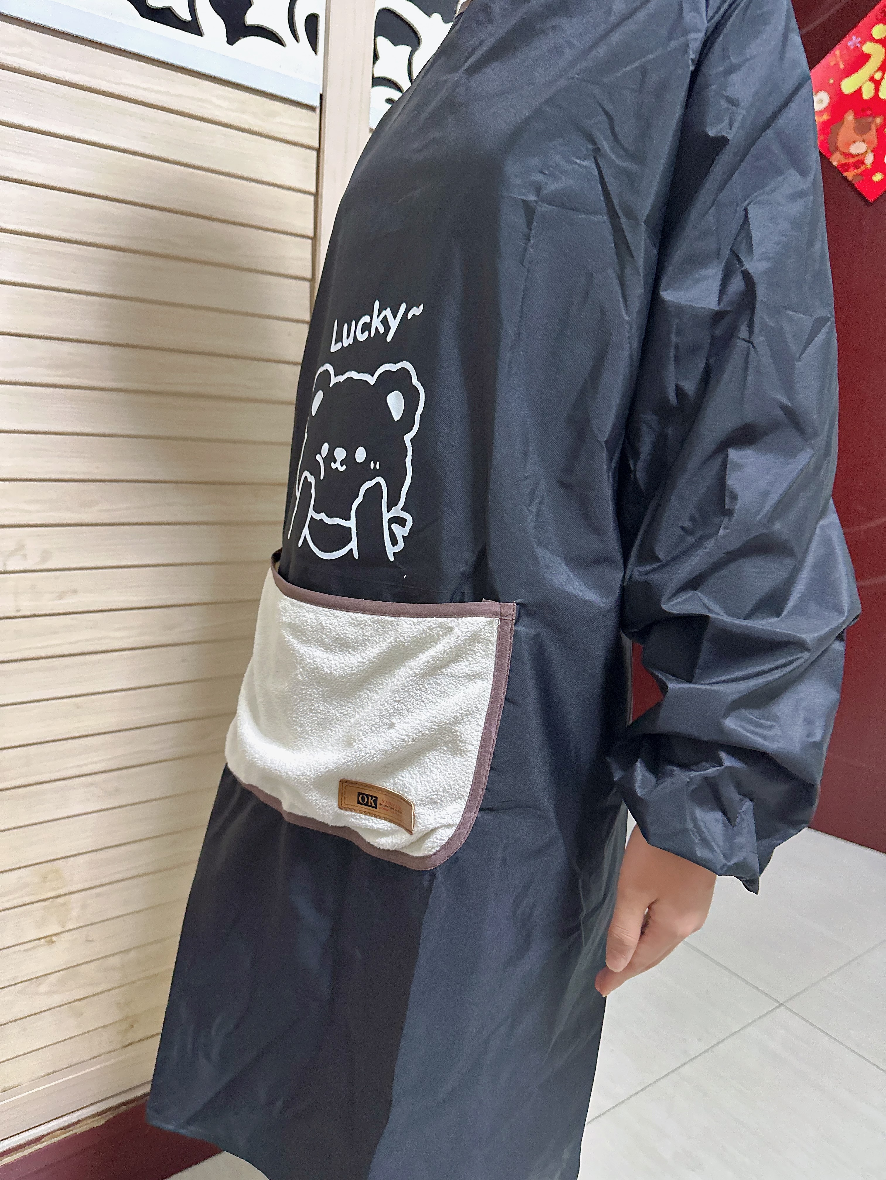 光多拉围裙长袖罩衣厨房家用高级带袖防水防油男女士专用炒菜工作服围裙 实拍图