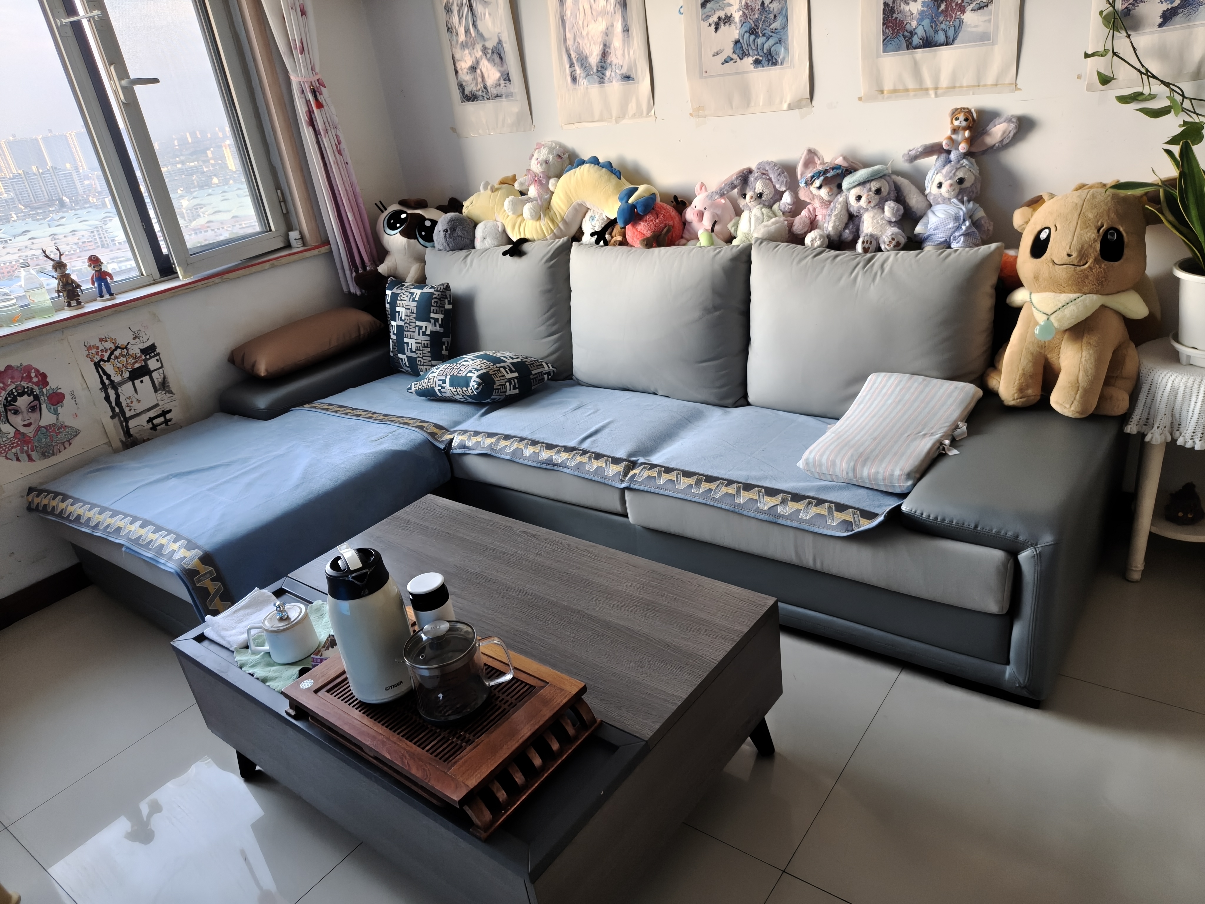 全友家居现代简约实木框架布艺沙发家用小户型客厅贵妃位转角沙发家具 实拍图