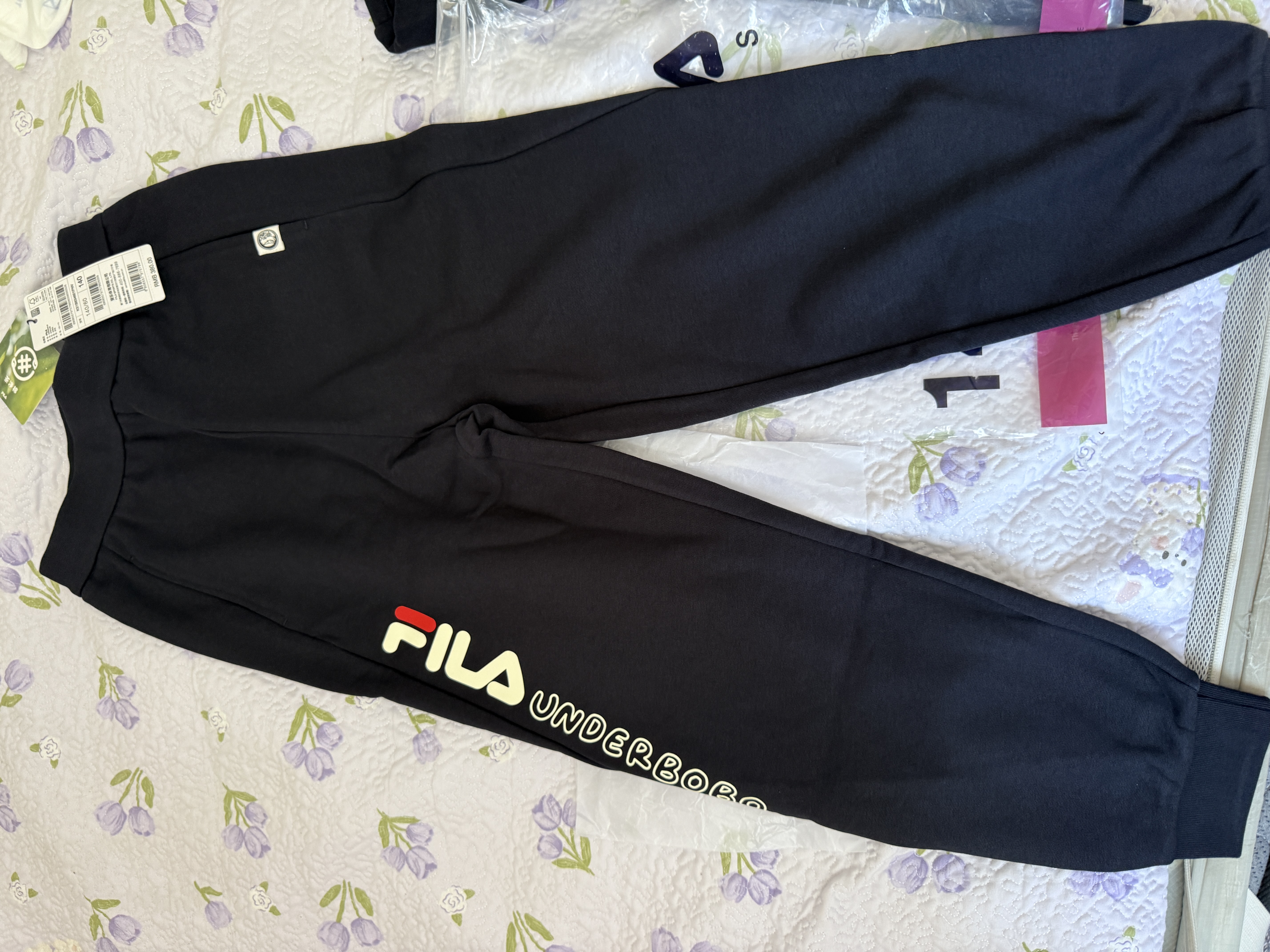 FILA【三好裤】斐乐儿童童装长裤2026年秋季新款男女童针织运动裤 实拍图