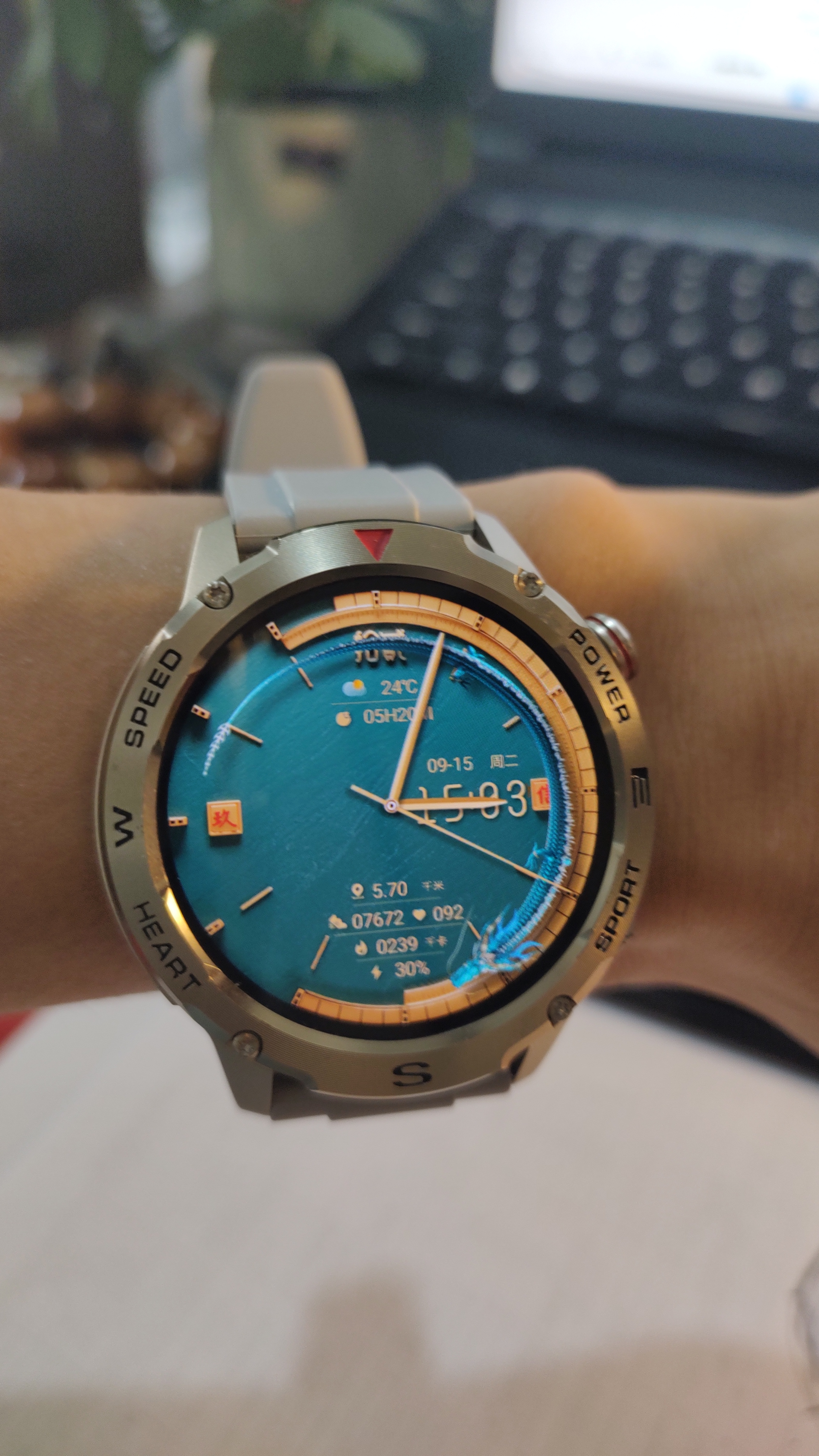 联想（Lenovo）智能手表运动手表男 30米防水游泳蓝牙通话心率血氧睡眠健康监测 Watch Pro 钛金色 探索版 实拍图
