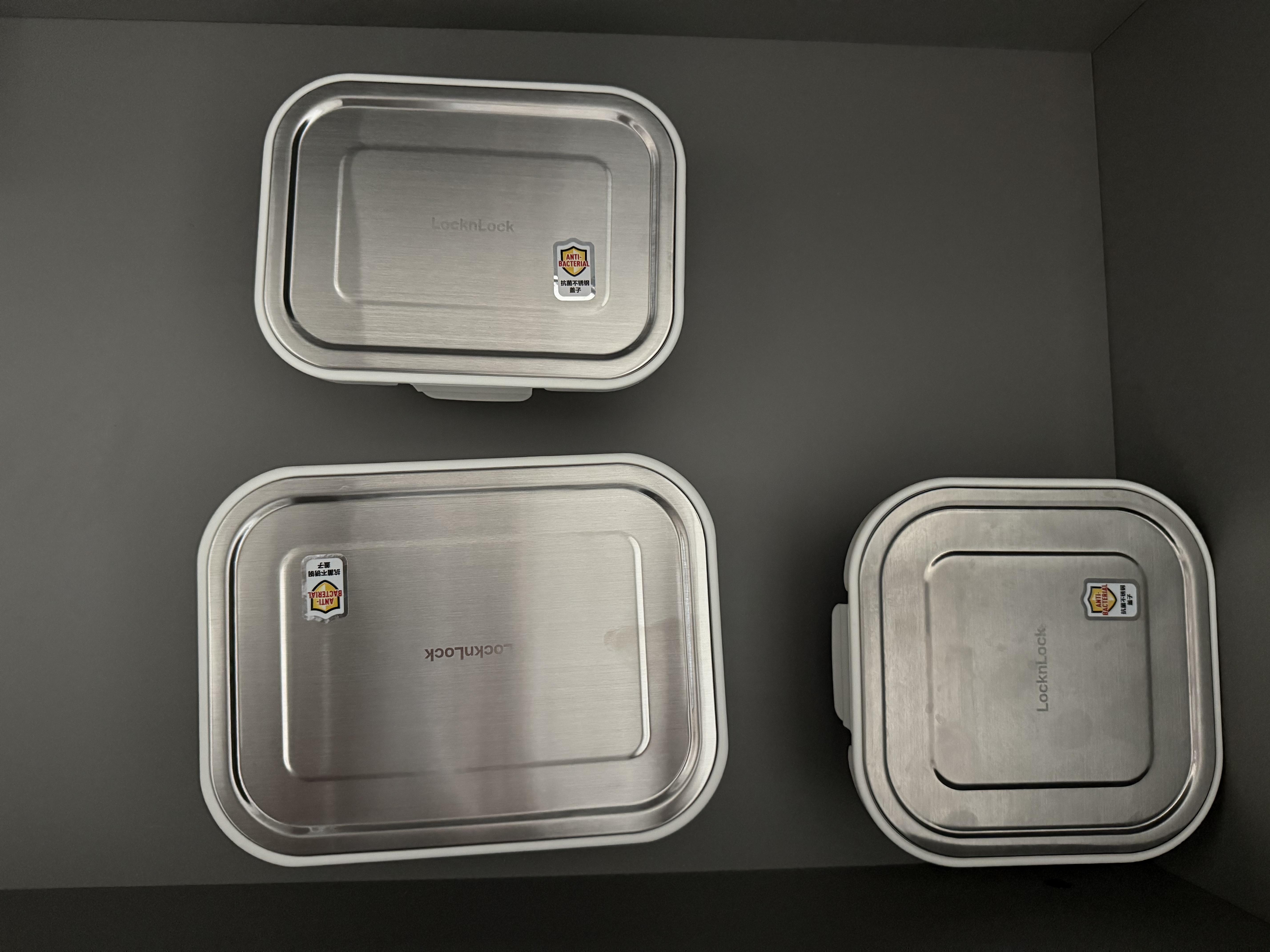 乐扣乐扣（LOCK&LOCK）玻璃饭盒洗碗机可用保鲜密封冰箱便当饭盒收纳盒4件套(不锈钢盖) 实拍图