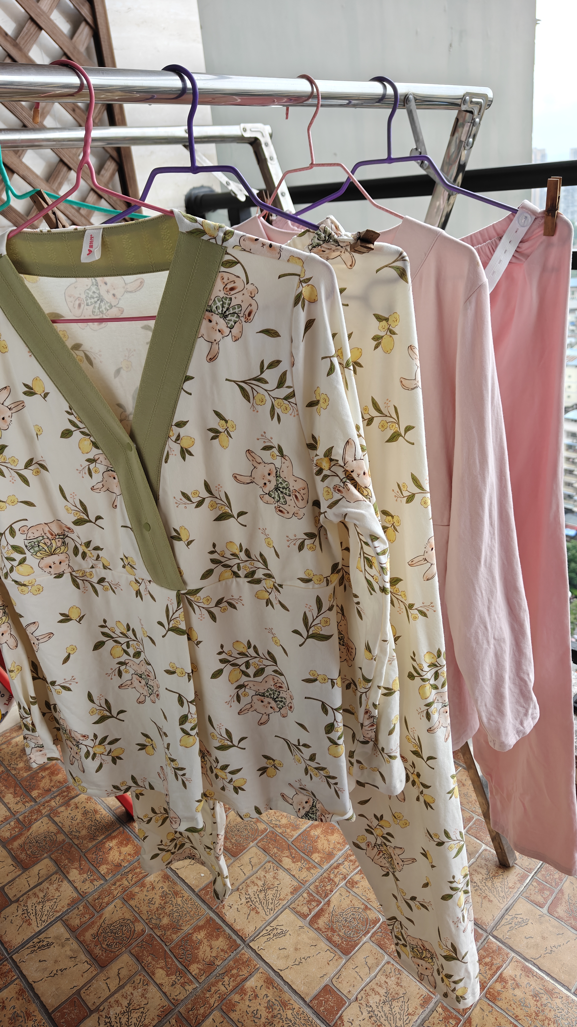 雅特茂月子服纯夏季产后棉孕妇睡衣款产妇待产喂奶哺乳家居服 秋冬款220g（送胸垫）柔雾玫瑰9-1450 L 实拍图