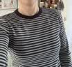 优衣库柔软罗纹条纹圆领T恤/长袖女装489040 69 藏青色 M 实拍图