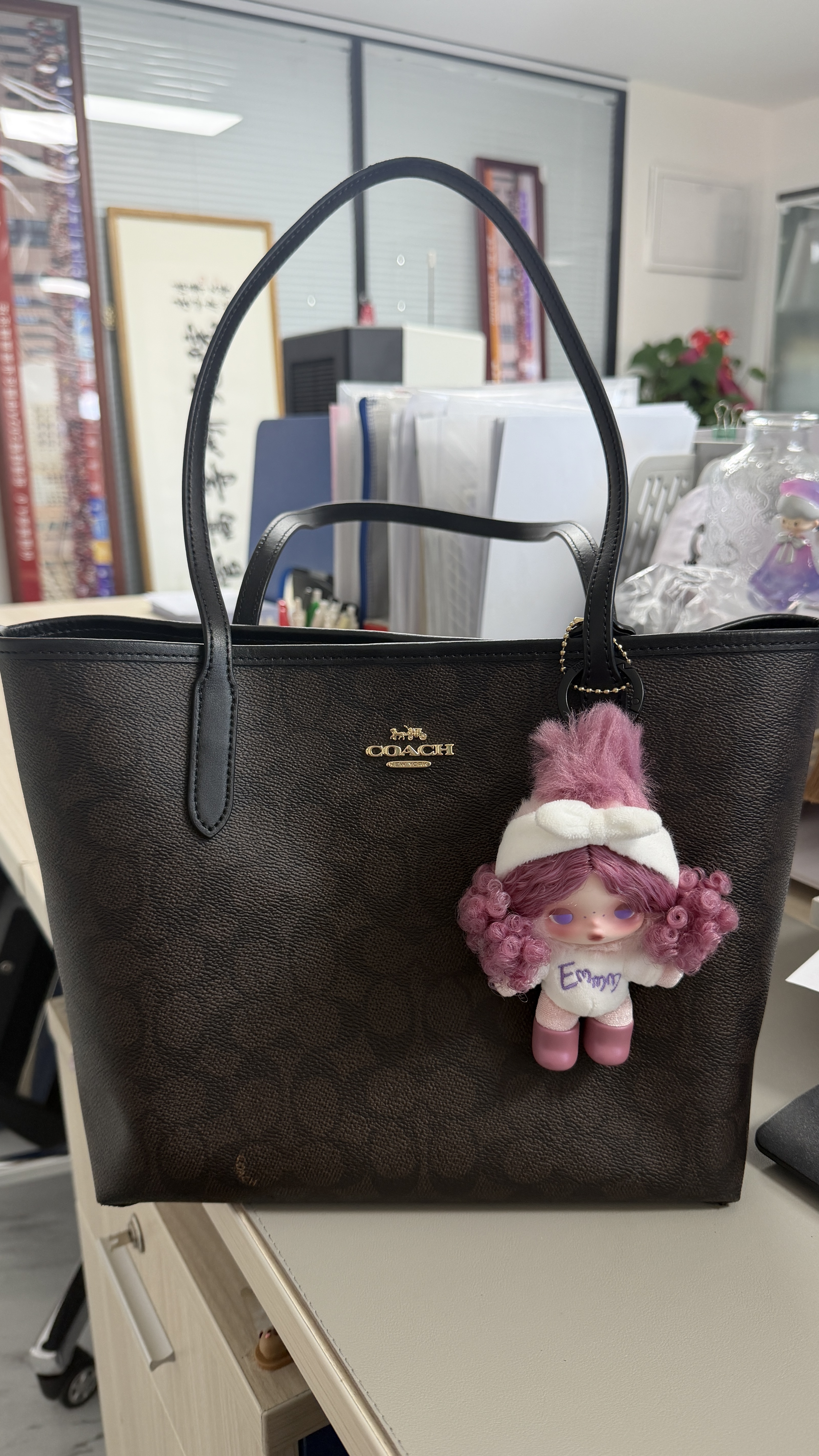蔻驰（COACH）奥莱款奢侈品女包CITY26女士单肩腋下手提包印花托特包送送女友 CDX82IMXAQ胡桃木棕/深棕色 实拍图
