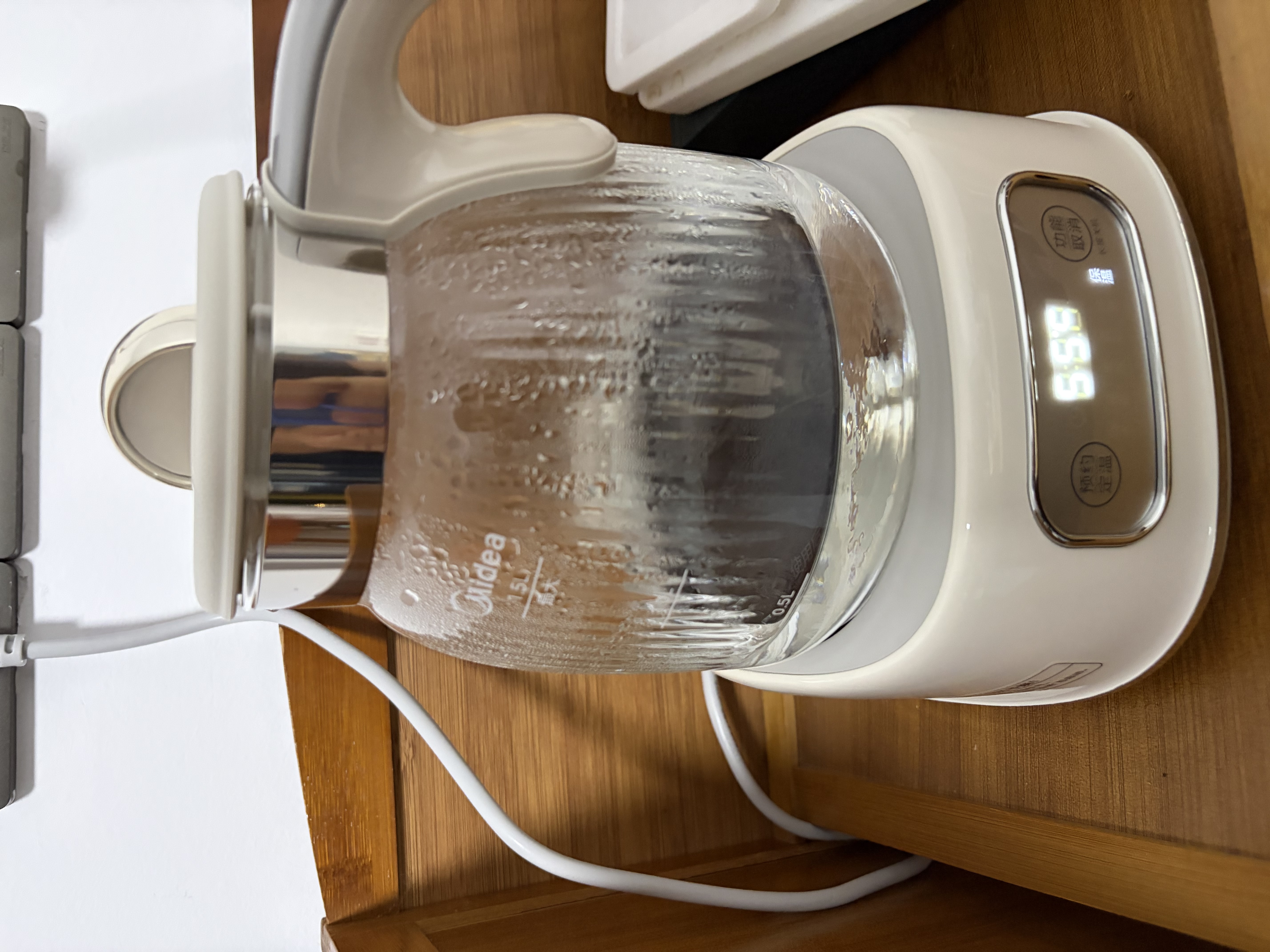 美的（Midea）0胶水全玻璃全自动养生壶煮茶壶母婴智能泡奶机烧水壶恒温电热水壶辅食机花茶壶 MK-YS15B105 1.5L 实拍图