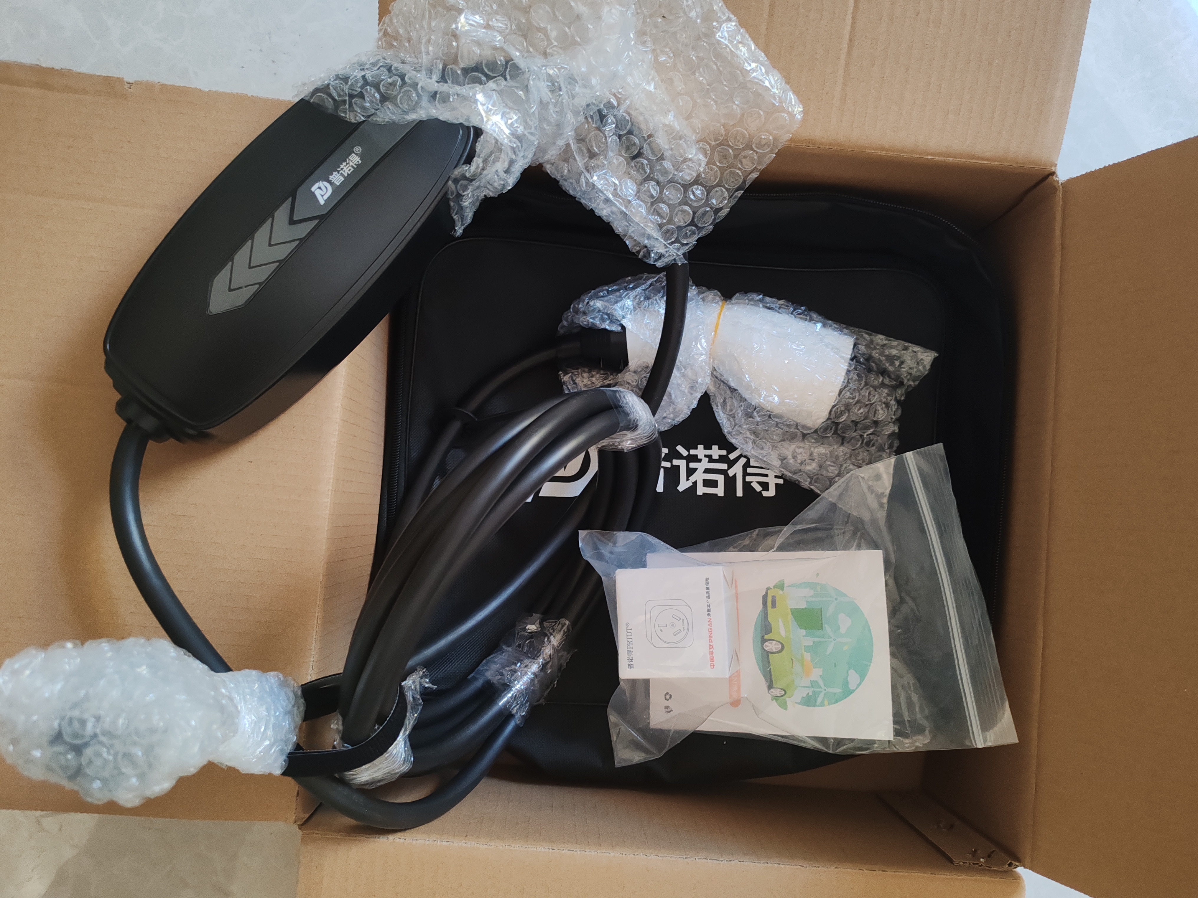 普诺得3.5Kw/7kw随车充 3C新国标 适配特斯拉随车充电器modely3x家用便携式充电桩应急旅行交流充电枪 【店铺热销】3.5Kw（神州款）-5米 实拍图