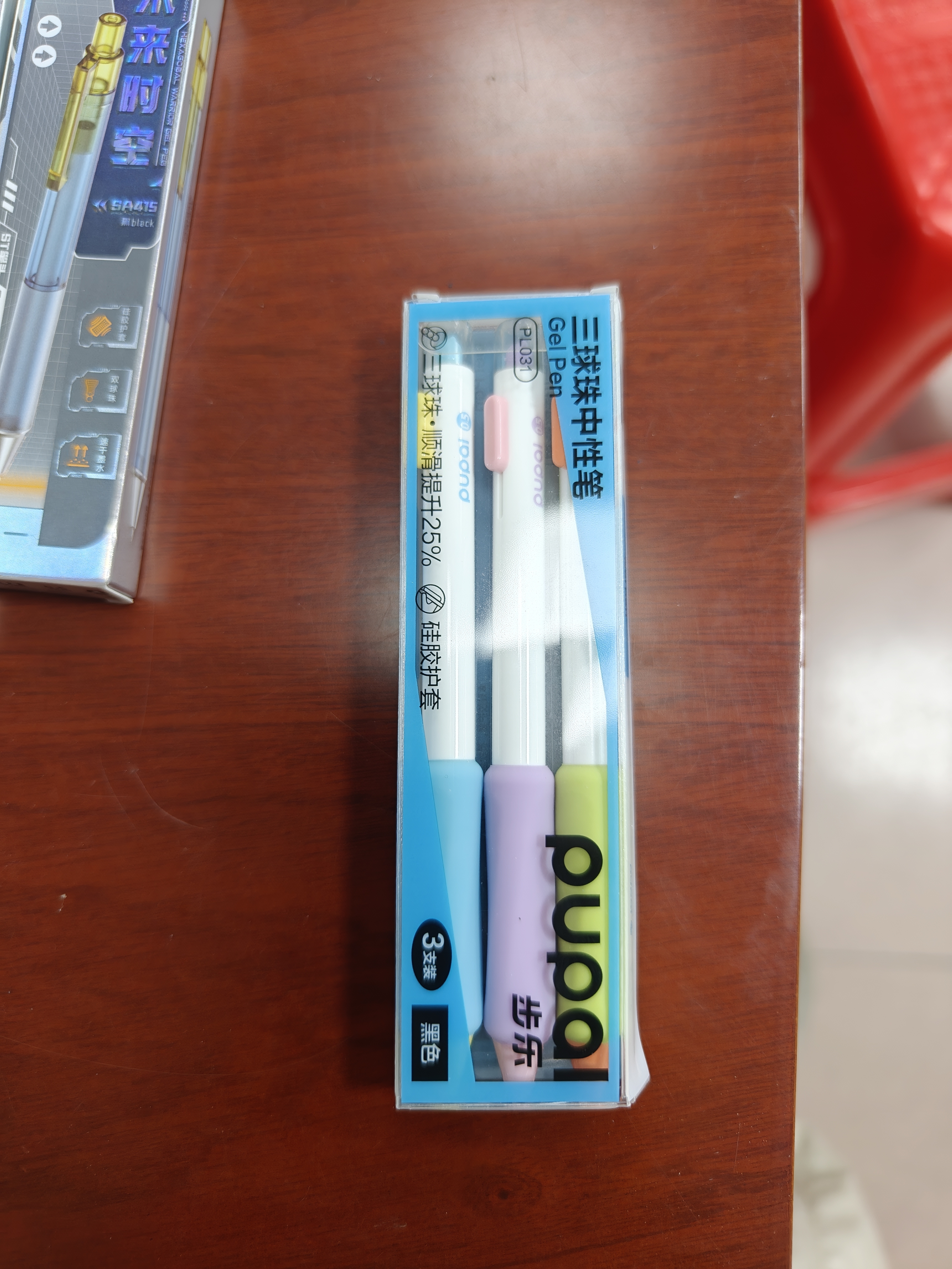 得力（deli）赛博朋克按动中性笔 低重心设计 0.5mm双球珠ST头速干学生中性笔刷题笔考试笔 黑色3支/盒SA415 实拍图