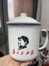 怀旧搪瓷杯经典铁茶缸带盖大号杯子办公室饭店老式带花婚庆马克杯 为人民服务 1200ml 实拍图