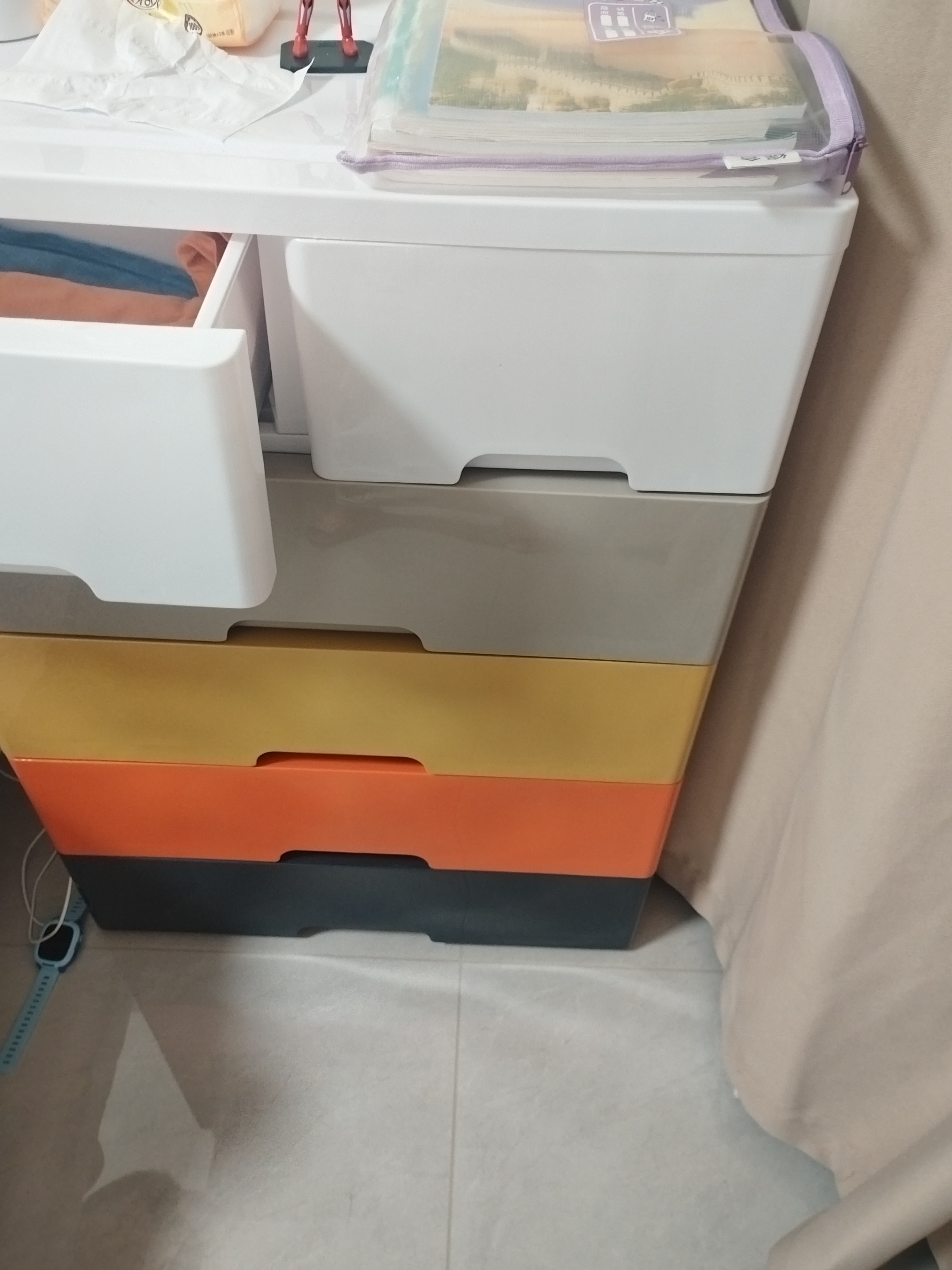 纳份爱特大号加厚抽屉式收纳柜子塑料宝宝衣柜儿童玩具整理箱衣物储物柜 60宽缤纷色【不带锁】 五层 实拍图