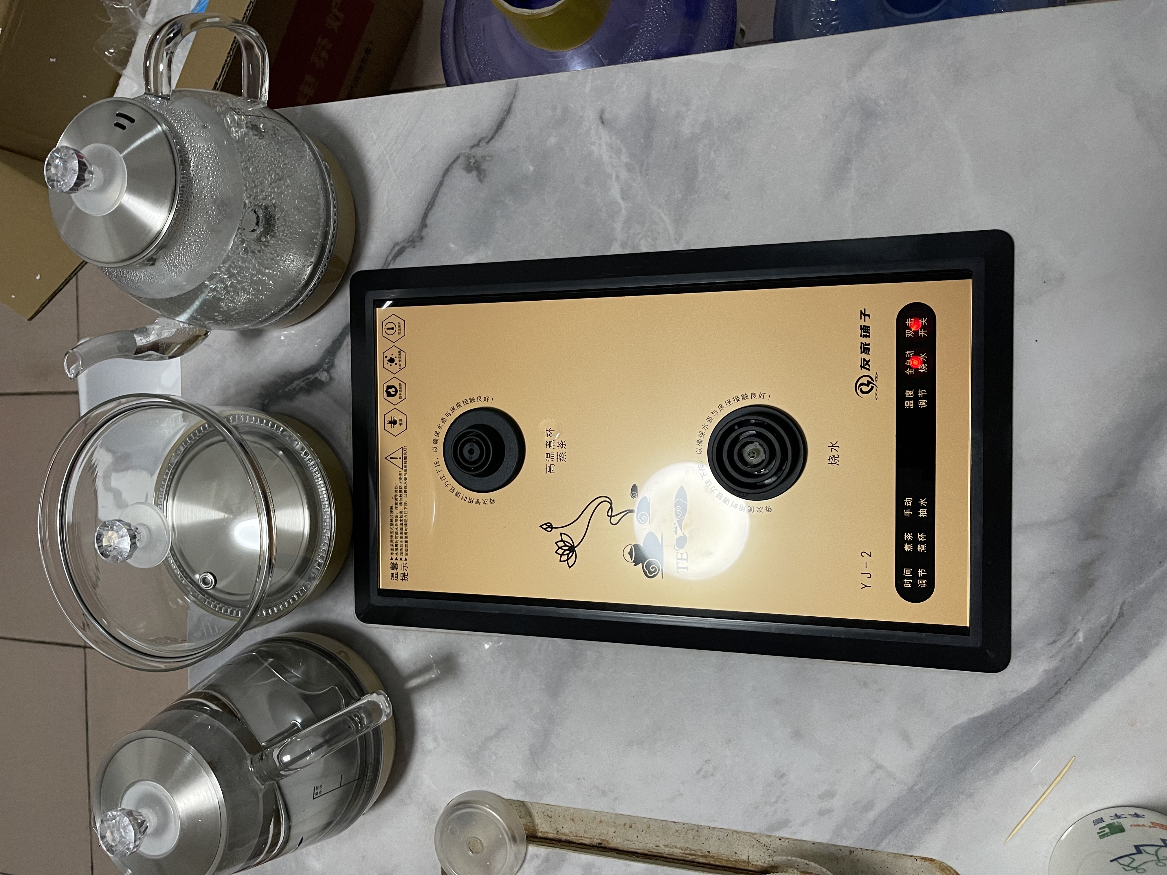 友家铺子（Biooner）全自动上水电热水壶烧水壶电茶壶煮泡茶家用办公茶台一体茶桌嵌入式茶具套装 1L 底部上水- 三件套（  37*20cm ） 实拍图