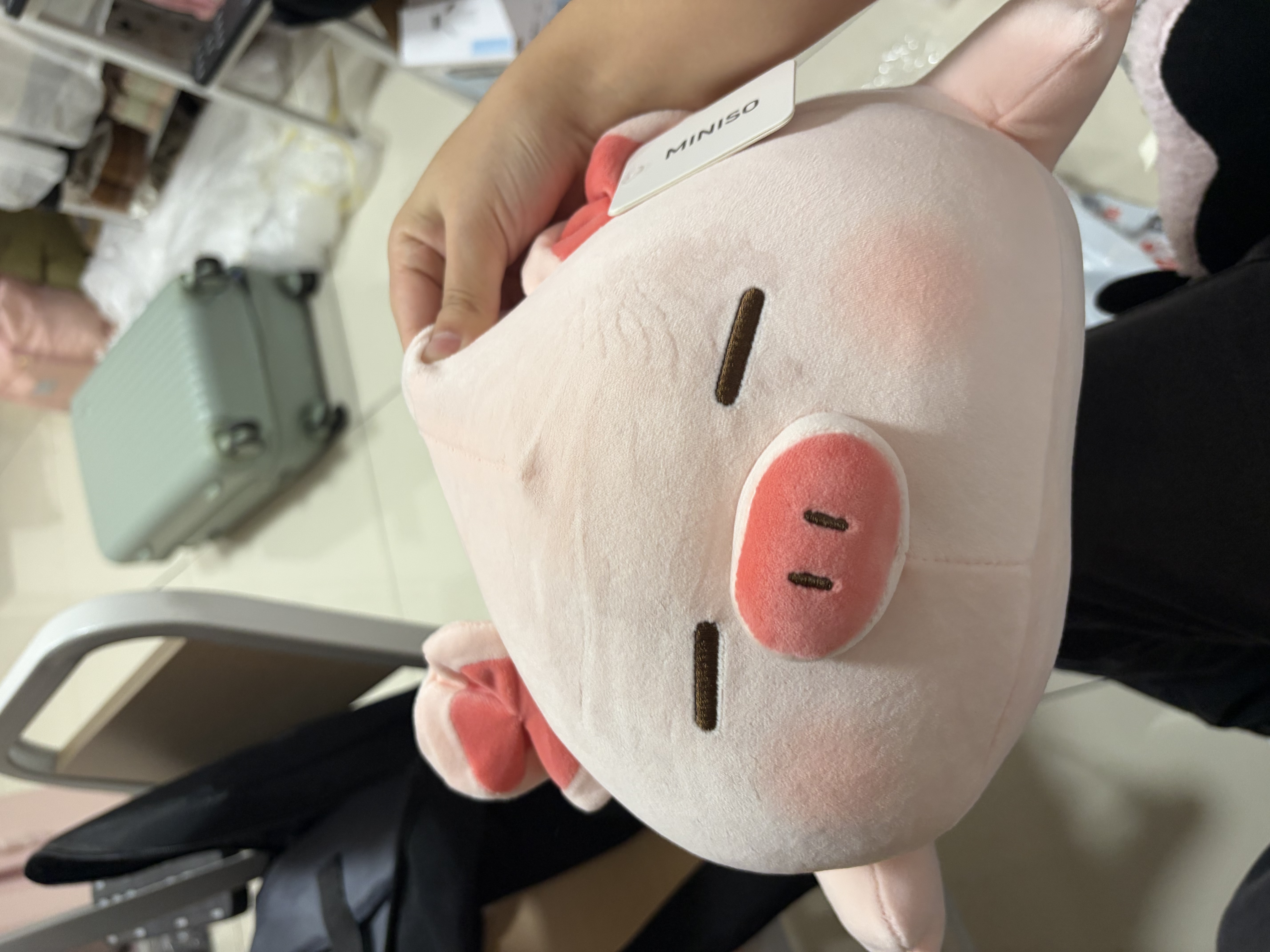 名创优品（MINISO）小猪B-BO玩偶公仔毛绒娃娃抱枕靠枕生日礼物女儿童玩具趴趴bobo猪 实拍图