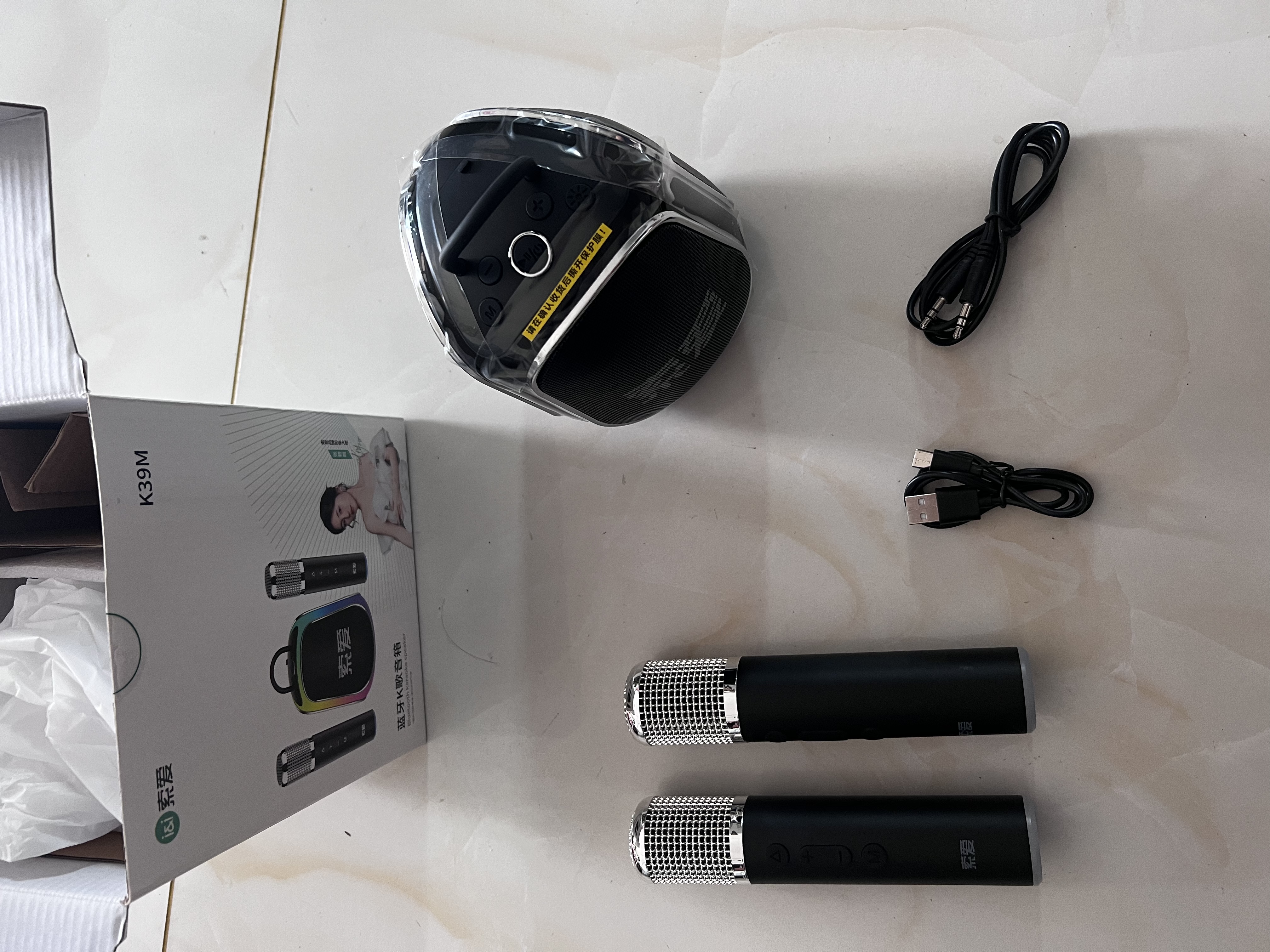 索爱（soaiy）K39M蓝牙唱歌神器K歌双麦音箱内置声卡蓝牙智能AI小度点歌家用ktv音响 星空黑 实拍图