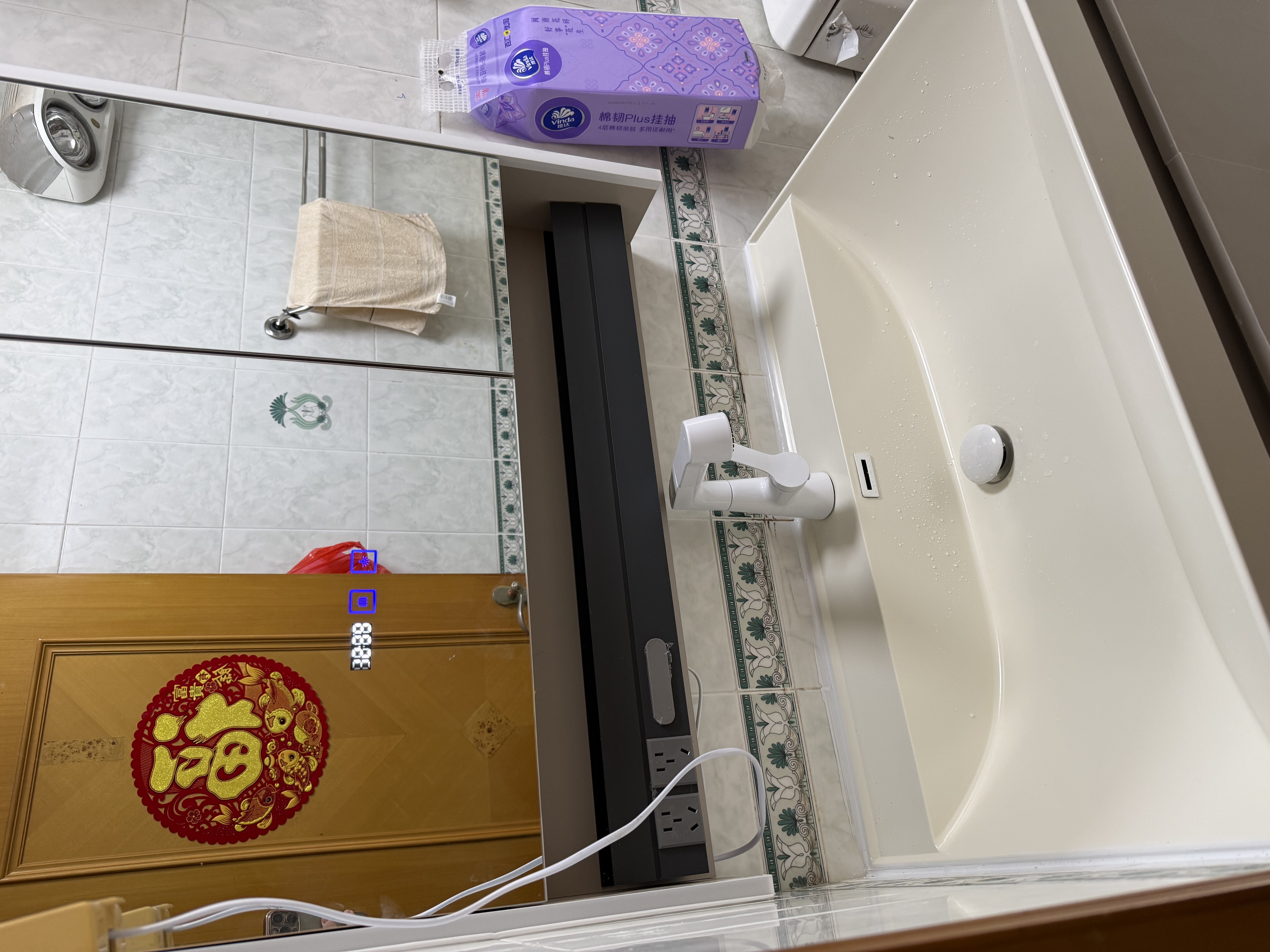水沐淋涧鎏金石一体盆 浴室柜组合海洋盆卫生间洗脸盆柜组合洗手台洗漱池 80cm鎏金石海洋盆+多功能置物架 实拍图