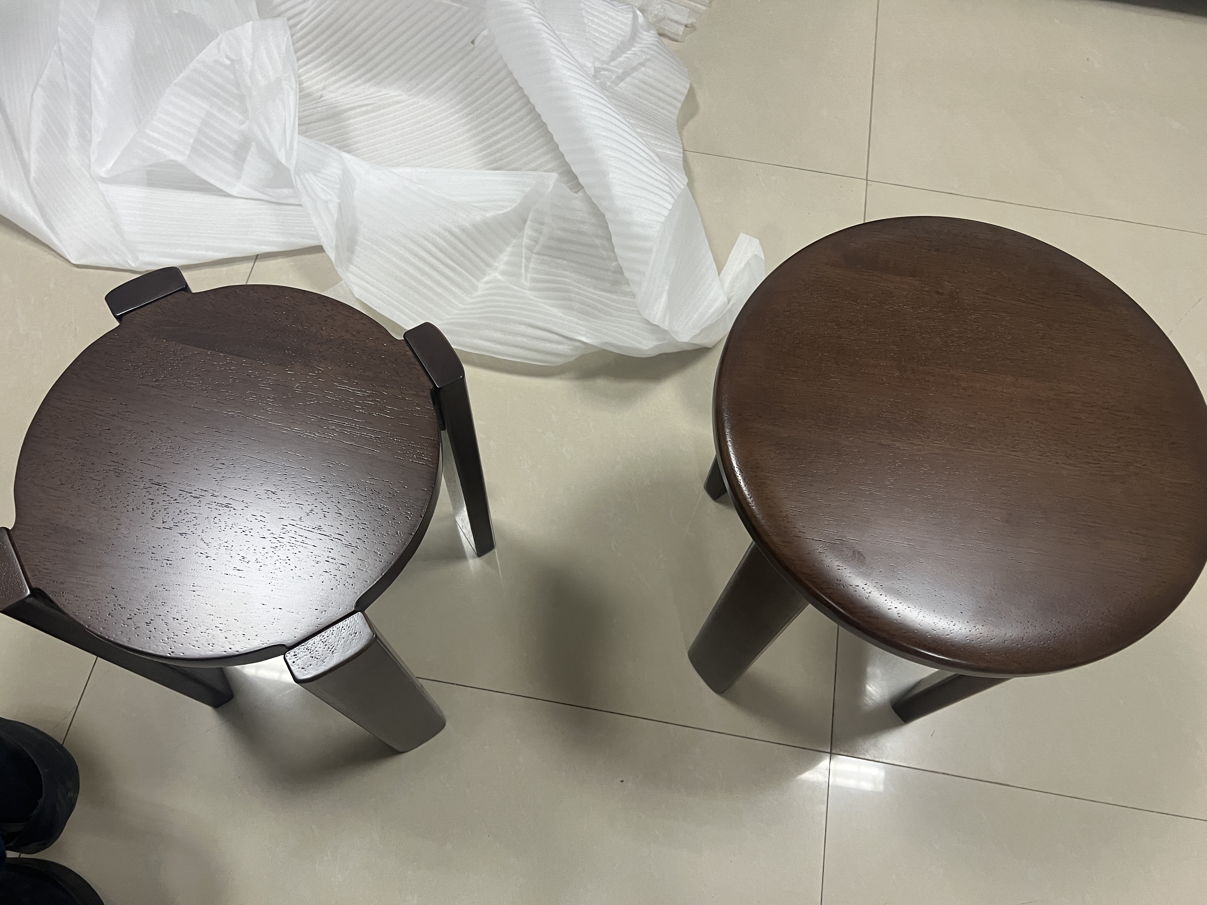 源氏木语实木堆叠凳餐厅家用可叠放凳子橡木叠叠乐圆凳组合餐凳 【8】橡胶木胡桃色0.37m凳*4+底座 实拍图