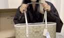 蔻驰（COACH）奥莱女士女包经典标志CITY拉链托特包单肩手提包礼物city30秋季 沙黄色/粉笔白色（新版） 实拍图