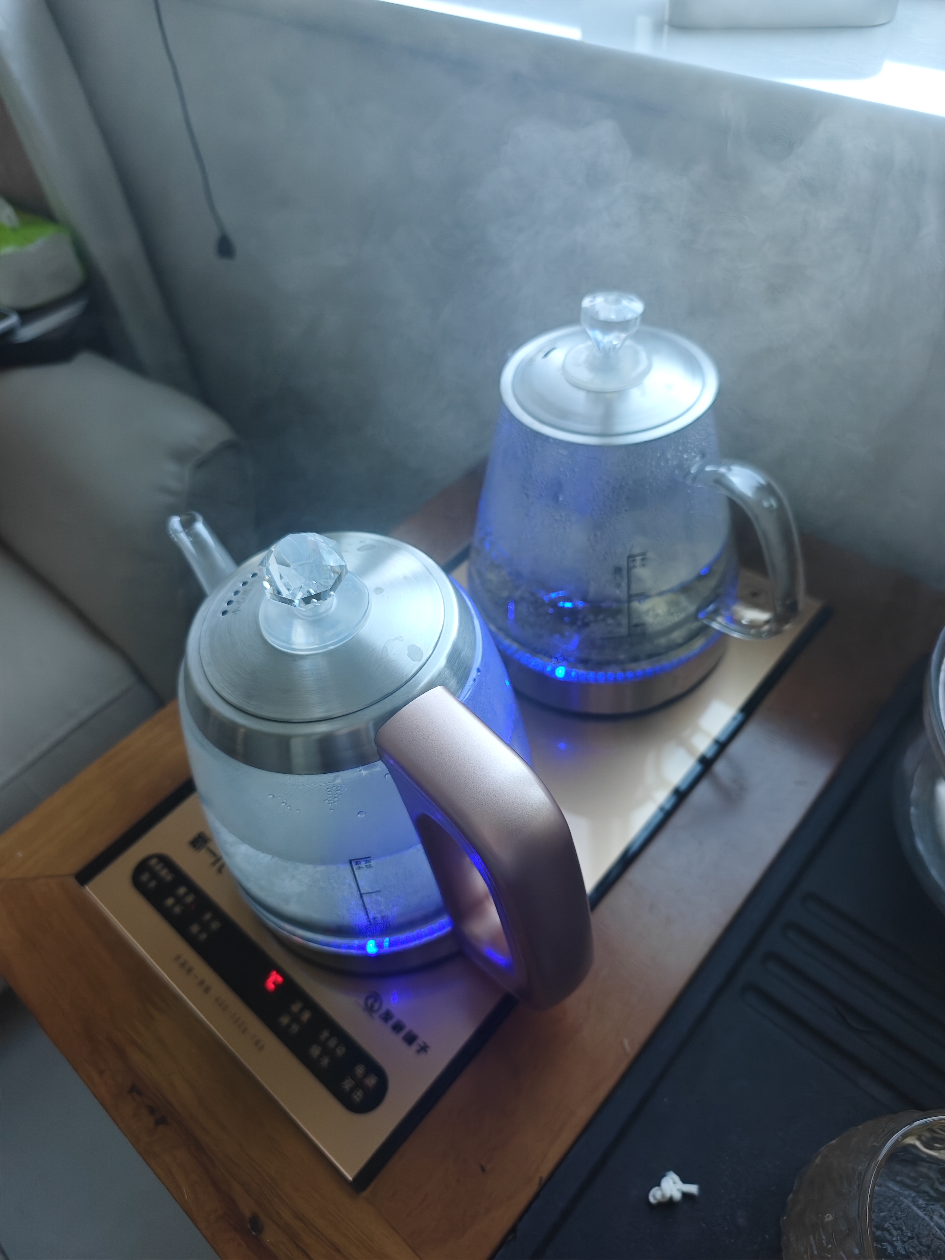友家铺子（Biooner）全自动上水电热水壶 茶台烧水壶电茶壶家用办公茶桌茶具嵌入式一体电茶炉套装 1L （37*20cm）手柄双加水蒸茶款 实拍图