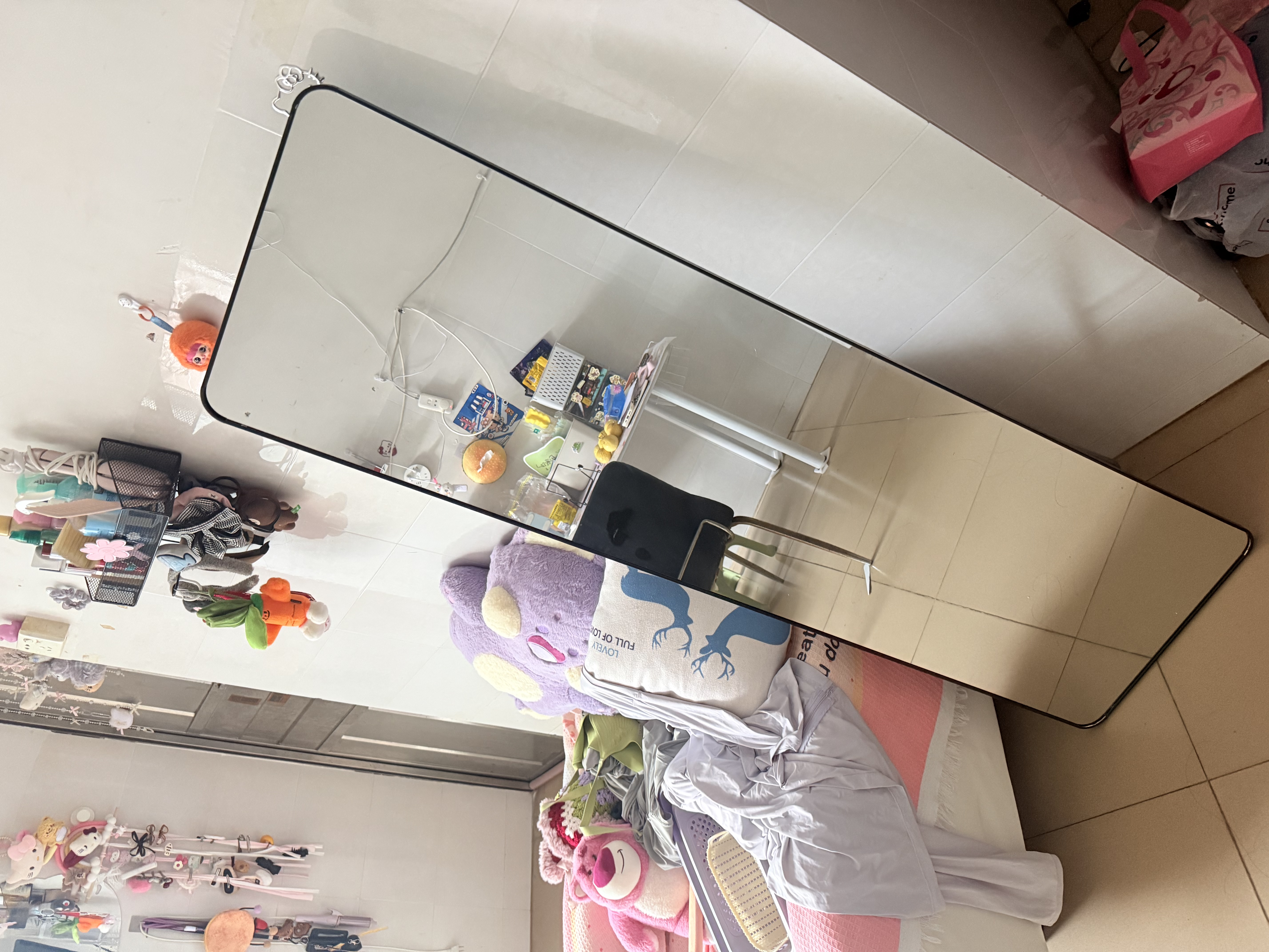 全品屋全身镜穿衣镜落地镜挂门服装店试衣壁挂镜一体简约北欧风黑155 实拍图