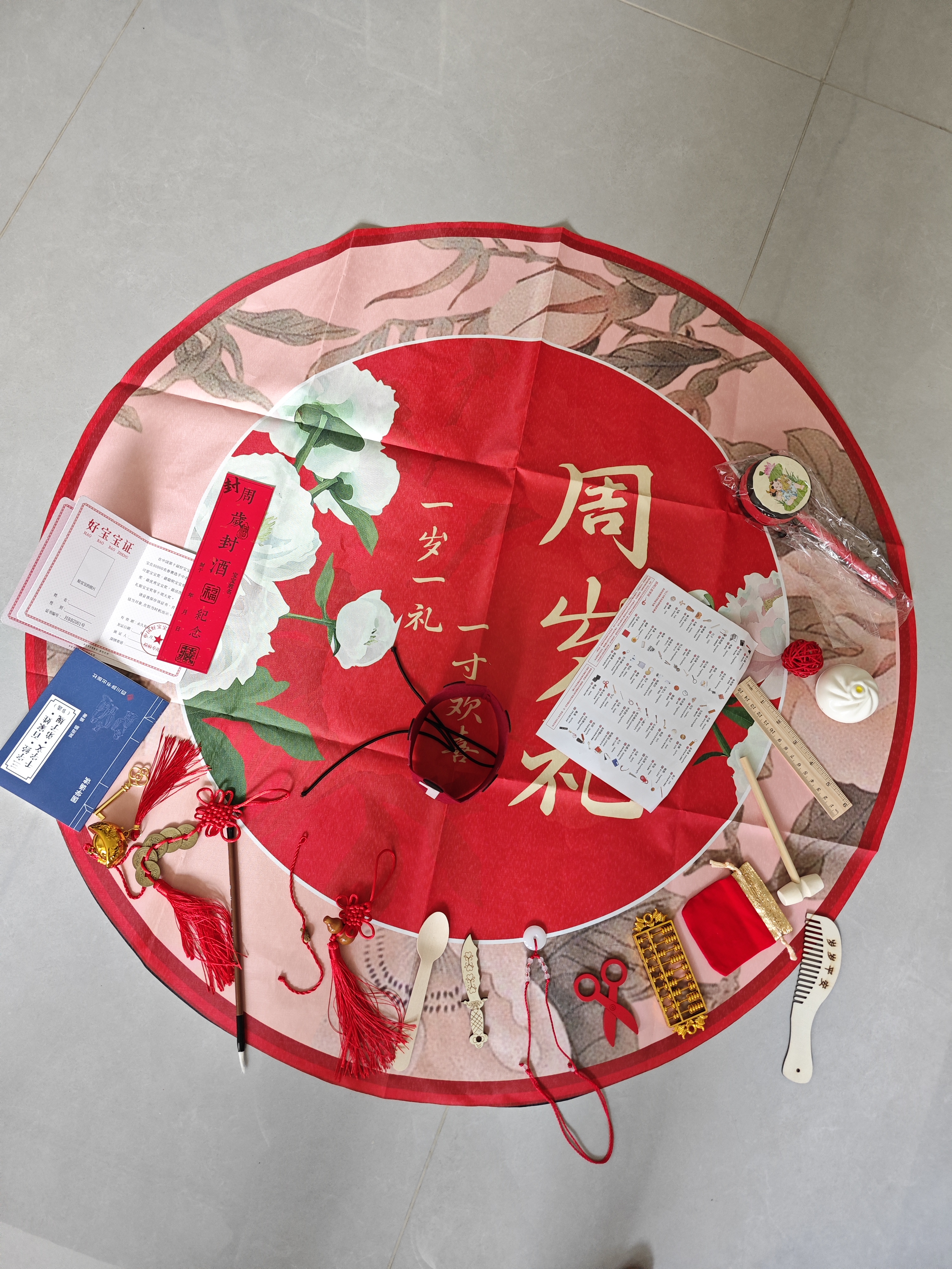 多美忆抓周道具全套蛇宝宝一周岁场景布置生日氛围拍照道具25件套+地毯 实拍图