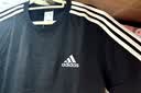 adidas纯棉休闲三条纹针织运动圆领正肩短袖T恤上衣男夏阿迪达斯   黑色/白   M 实拍图