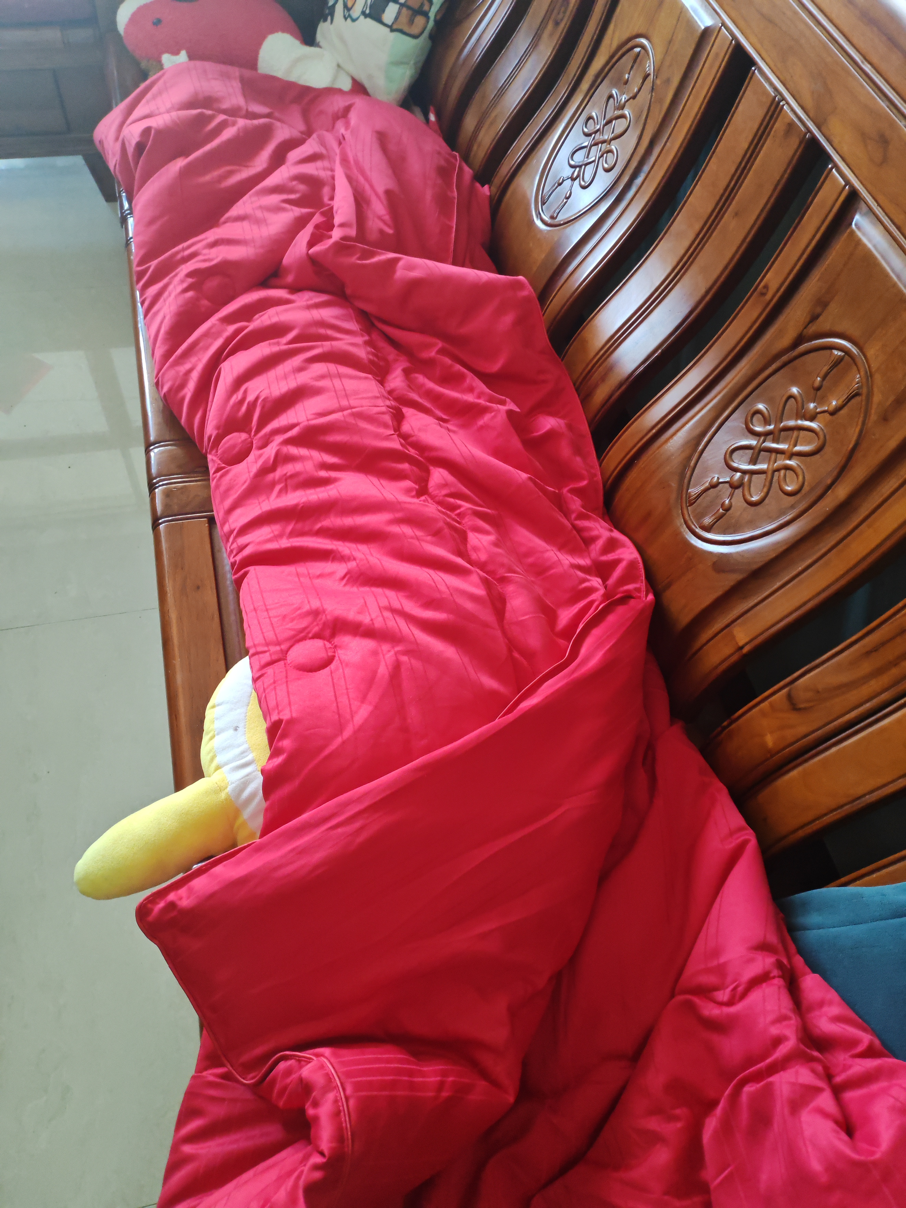 水星家纺桐乡蚕丝被子冬被100桑蚕丝子母被空调被春秋被芯加厚单双人 大红色 200x230cm 6斤 春秋被 实拍图