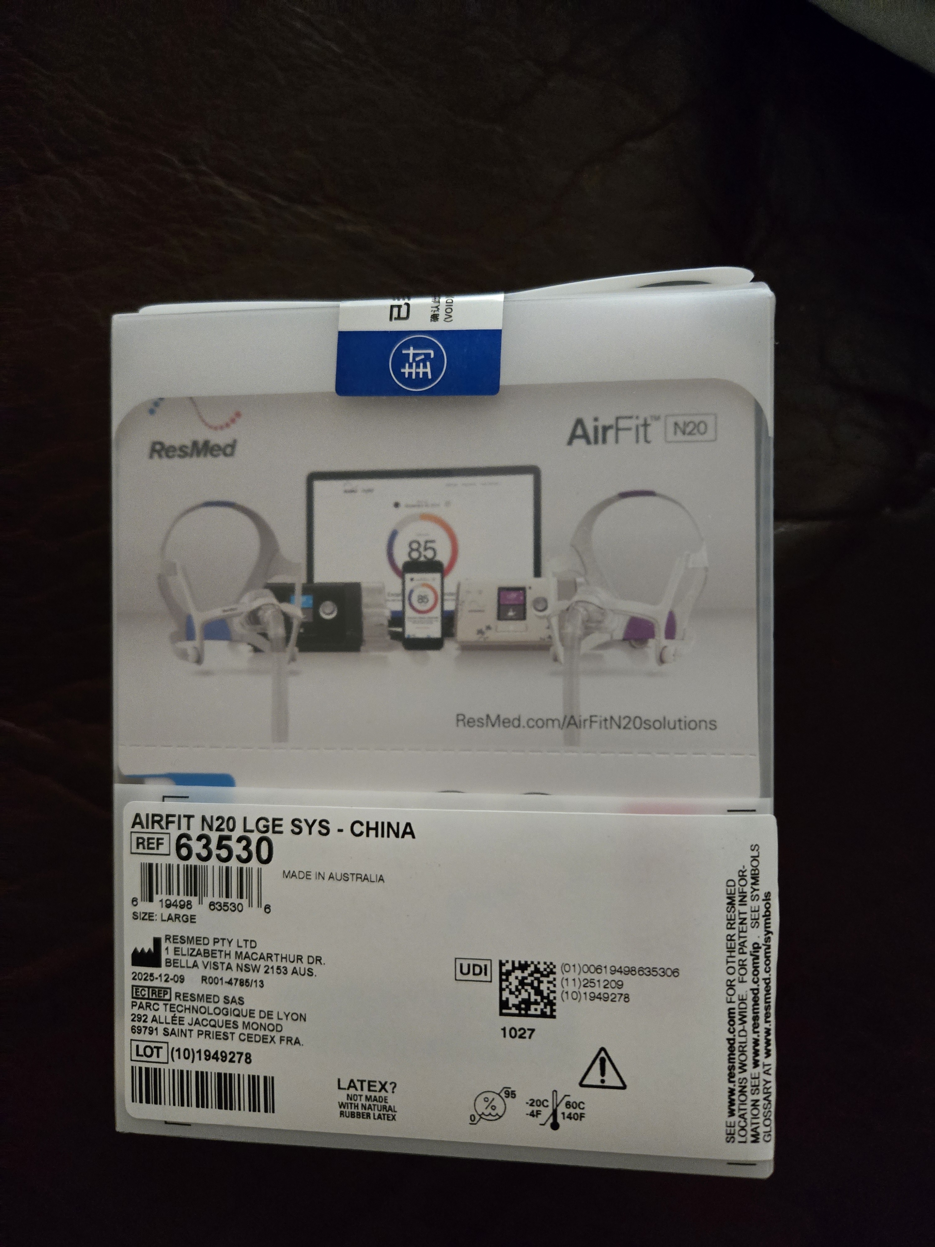 瑞思迈（Resmed）AirFit N20呼吸机鼻罩大号 原装进口家用舒适简单穿戴鼻罩式面罩 实拍图