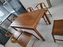 溪木工坊 新中式实木餐桌椅组合榆木小户型饭桌简约餐台长方形吃饭桌子 1.5餐桌+新月椅*6 实拍图