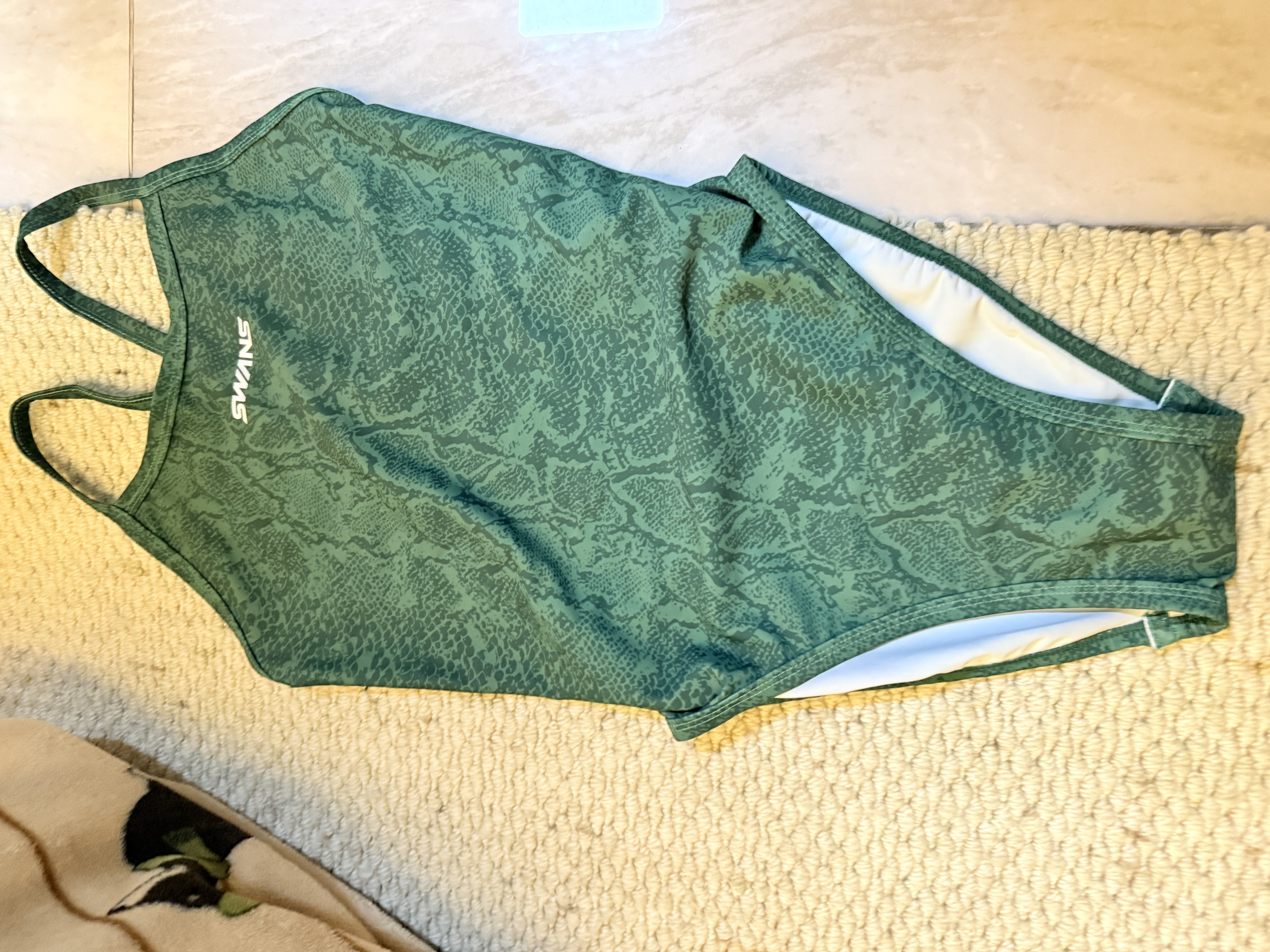 SWANS泳衣女士温泉专业训练抗氯防晒新款竞速烫金连体三角游泳衣女 绿蟒竞速款 【高开叉】 L 实拍图