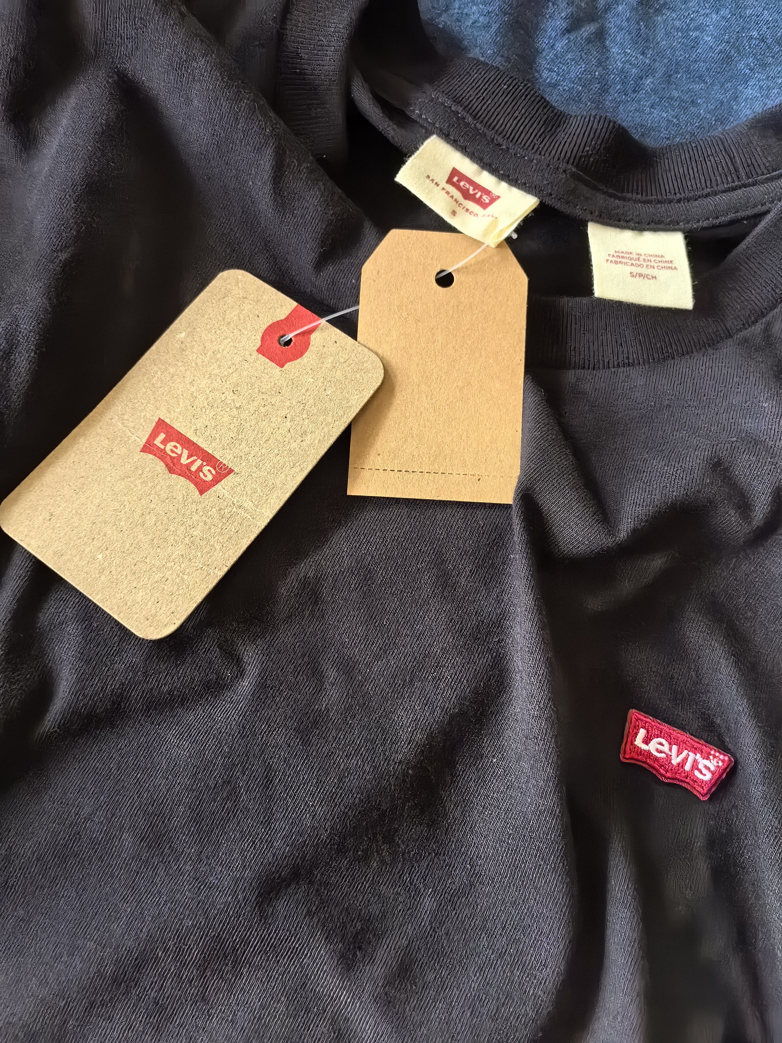 Levi's李维斯情侣同款美式复古简约休闲时尚宽松LOGO印花短袖T恤 黑色 002U3-0001 S 实拍图