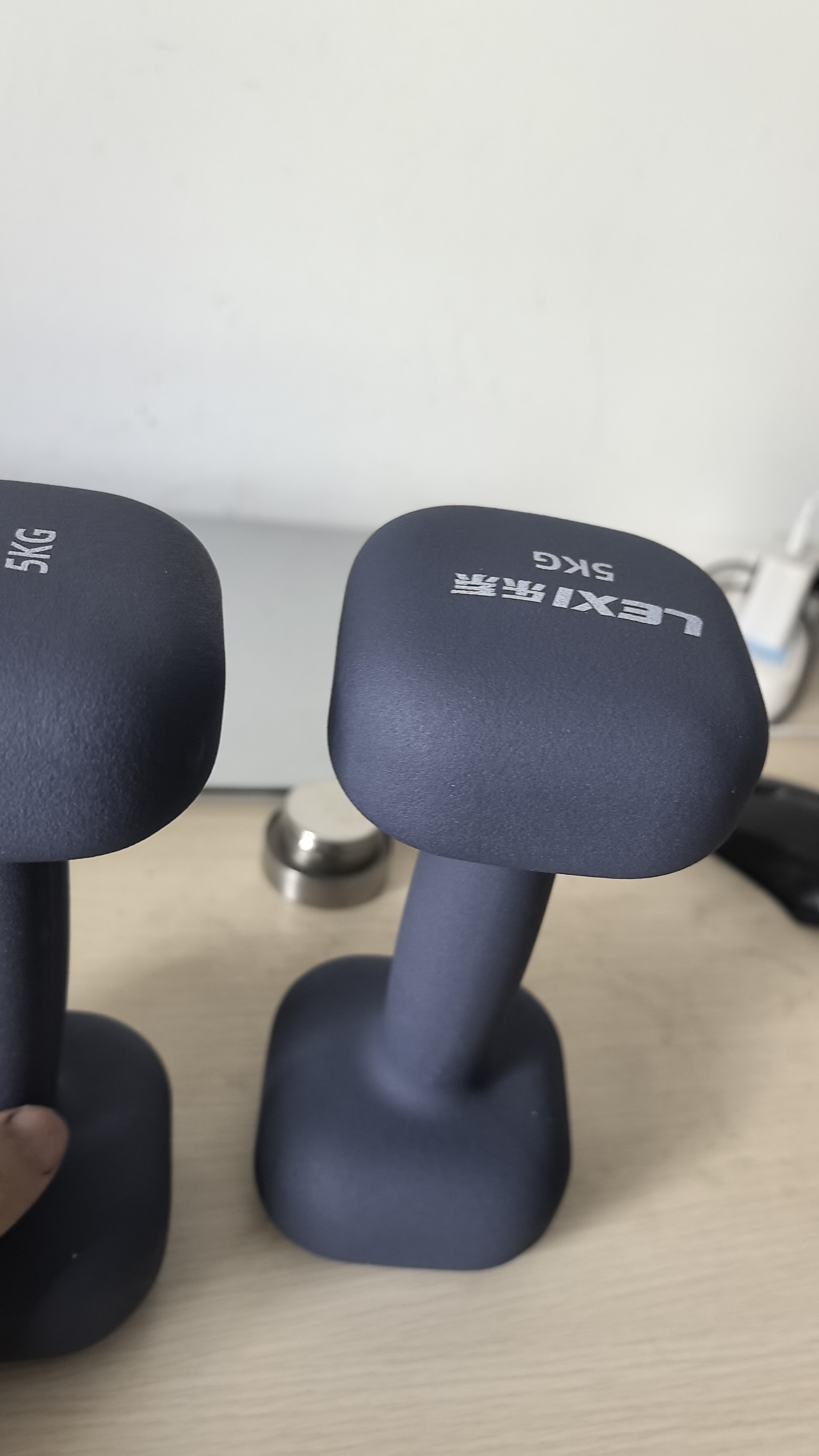 乐系（lexi）浸塑哑铃男士健身家用器械力量训练手臂肌肉塑形 深海灰5kg*2只 实拍图